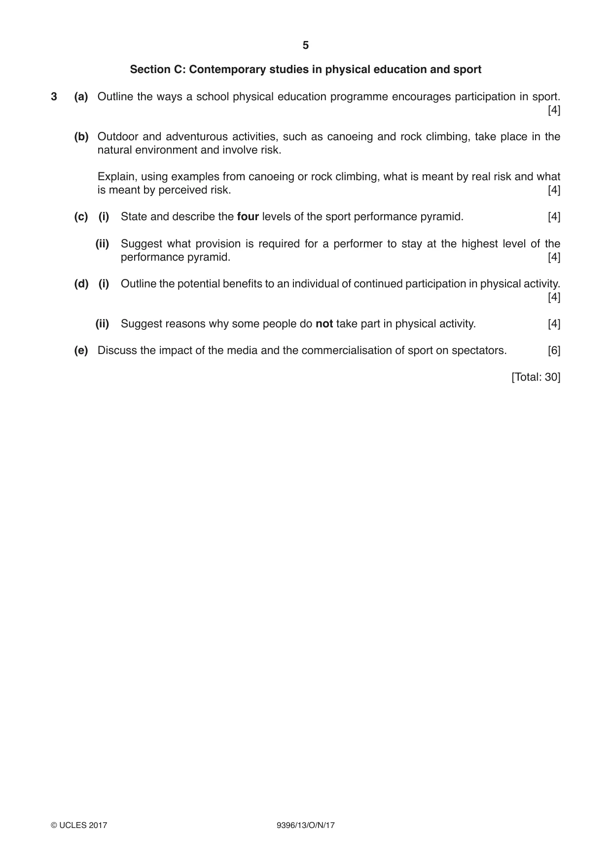 Cambridge A Level Physical Education 9396 2017 Oct/Nov Paper 1 · Variant 3 question paper, page 5 of 8