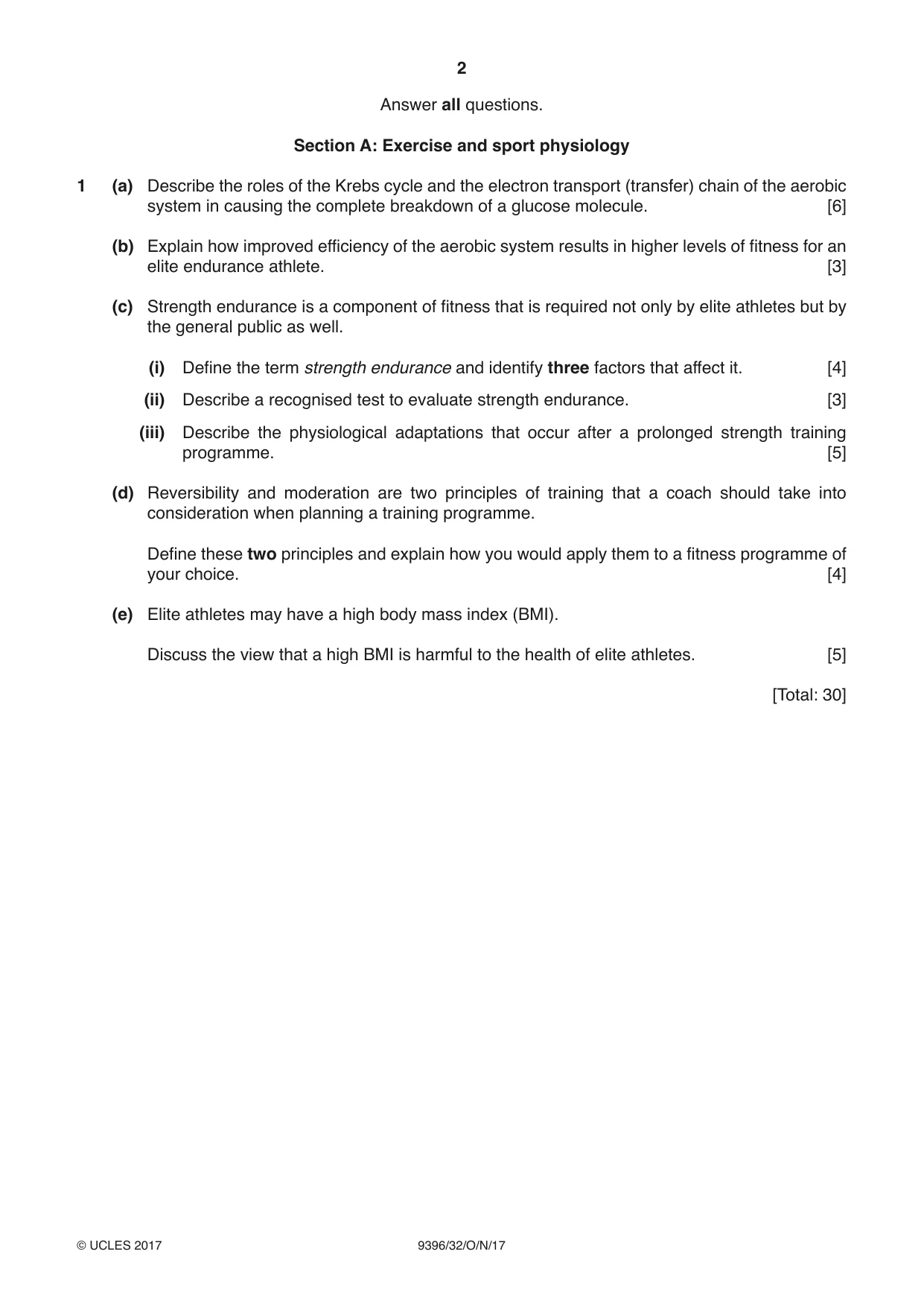 Cambridge A Level Physical Education 9396 2017 Oct/Nov Paper 3 · Variant 2 question paper, page 2 of 4