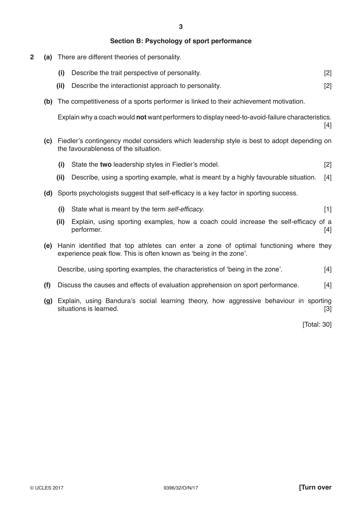 Cambridge A Level Physical Education 9396 2017 Oct/Nov Paper 3 · Variant 2 question paper, page 3 of 4