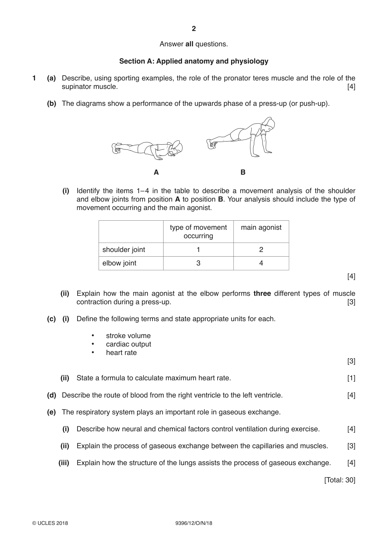 Cambridge A Level Physical Education 9396 2018 Oct/Nov Paper 1 · Variant 2 question paper, page 2 of 4