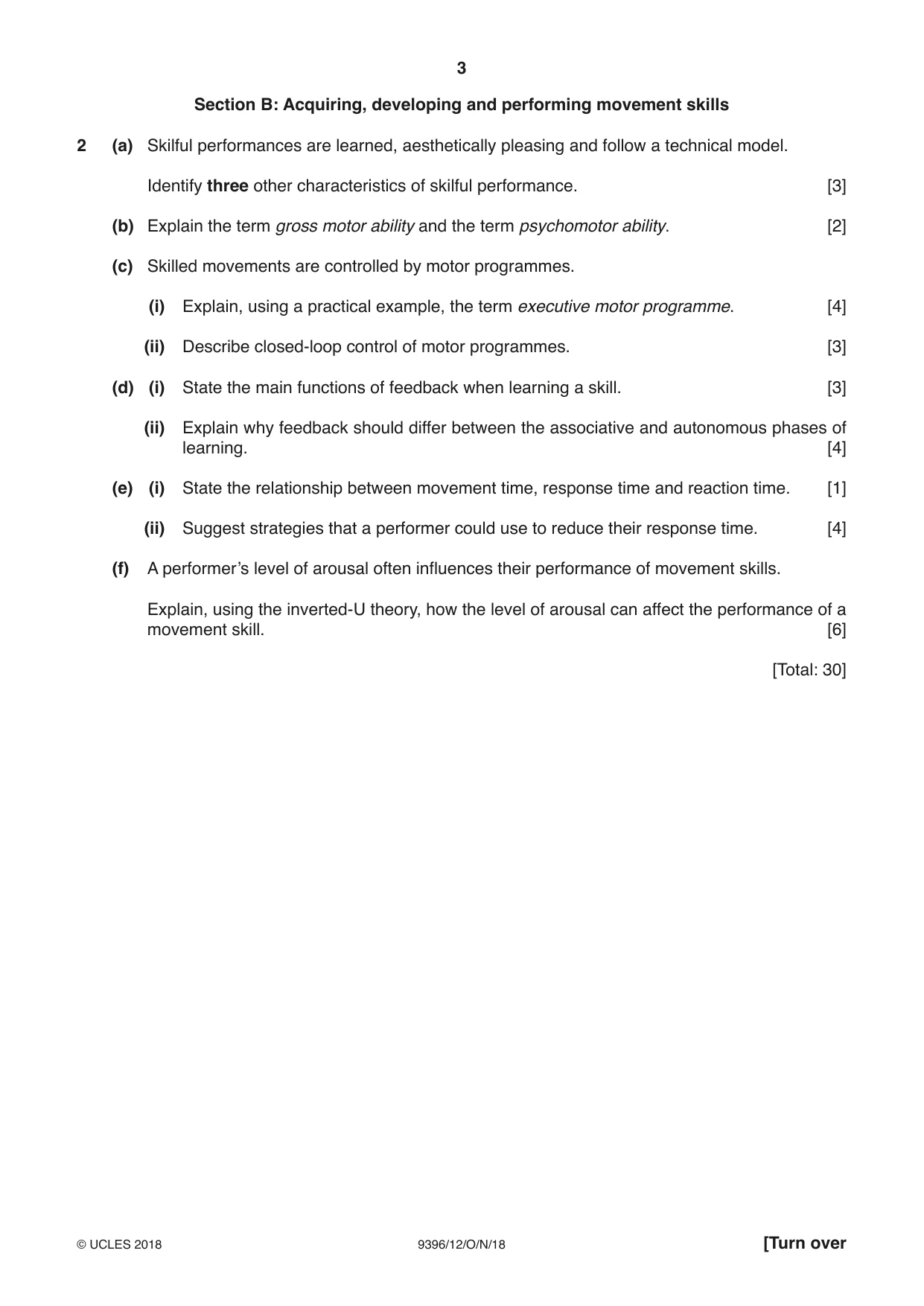 Cambridge A Level Physical Education 9396 2018 Oct/Nov Paper 1 · Variant 2 question paper, page 3 of 4