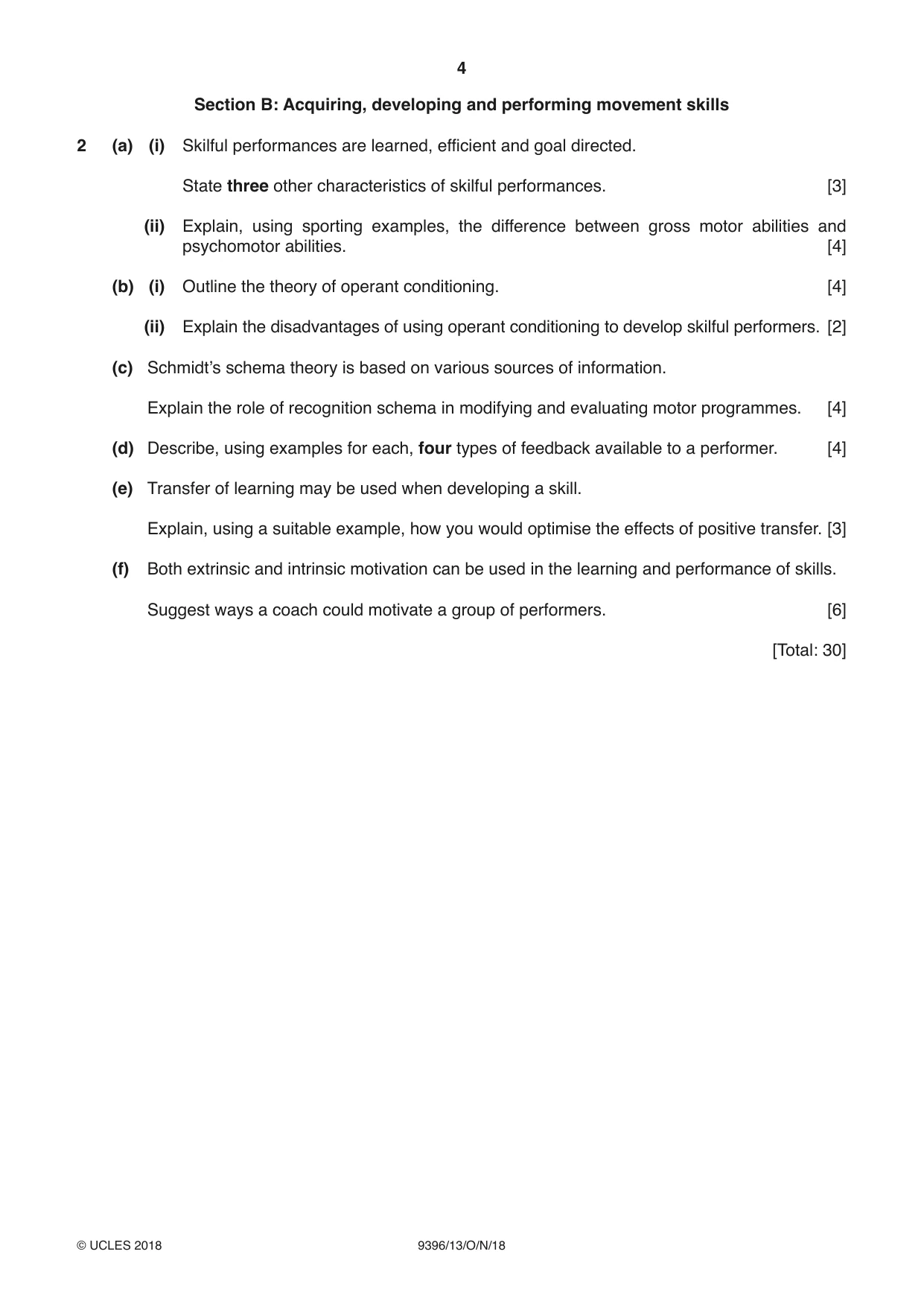 Cambridge A Level Physical Education 9396 2018 Oct/Nov Paper 1 · Variant 3 question paper, page 4 of 8