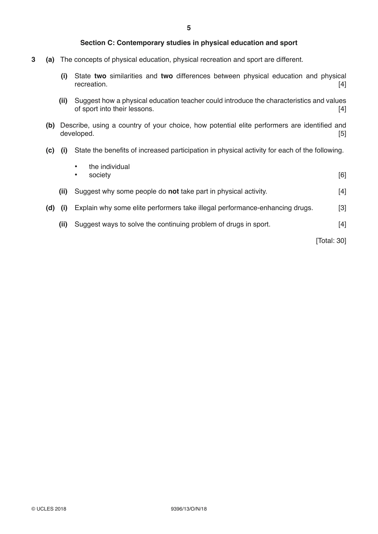 Cambridge A Level Physical Education 9396 2018 Oct/Nov Paper 1 · Variant 3 question paper, page 5 of 8