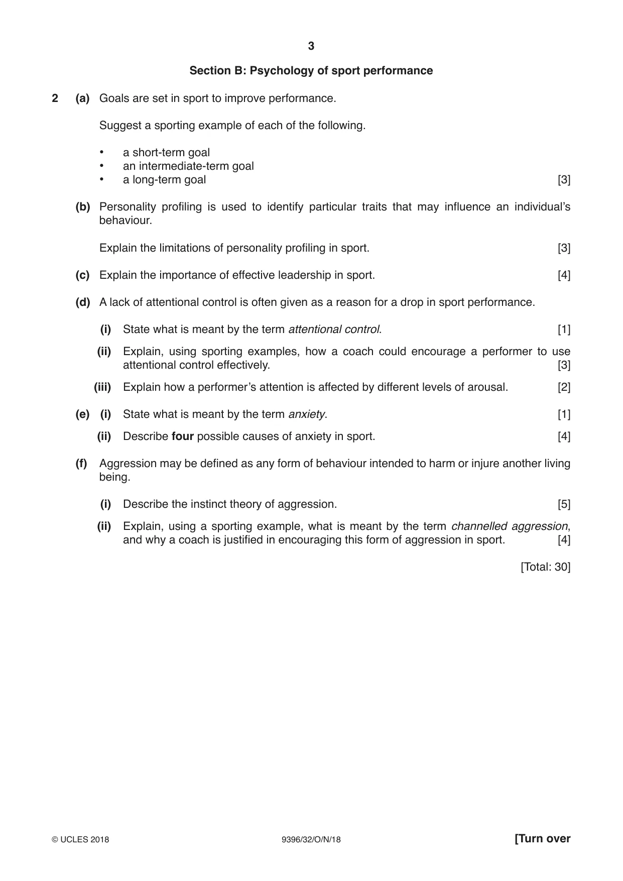 Cambridge A Level Physical Education 9396 2018 Oct/Nov Paper 3 · Variant 2 question paper, page 3 of 4