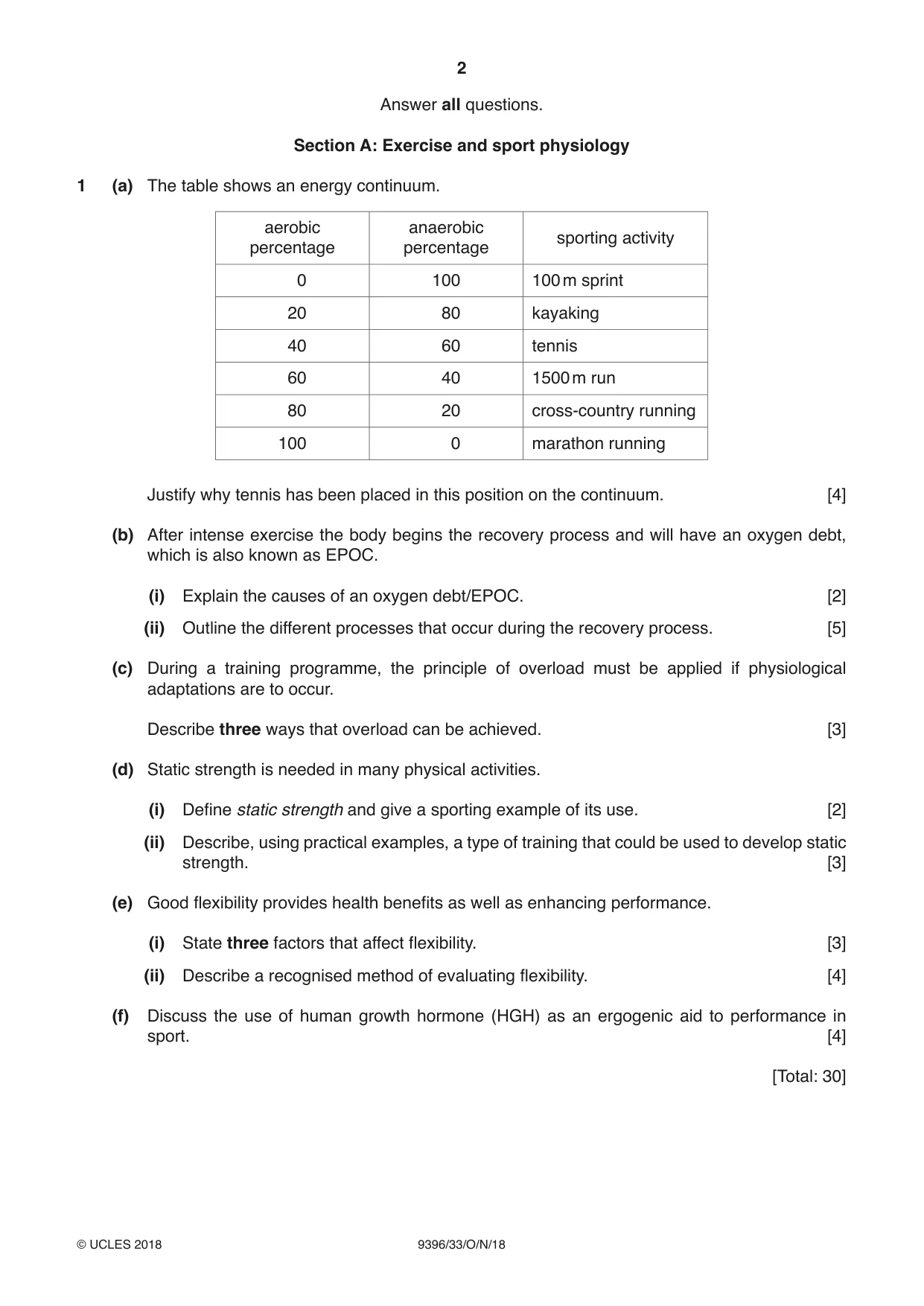 Cambridge A Level Physical Education 9396 2018 Oct/Nov Paper 3 · Variant 3 question paper, page 2 of 4