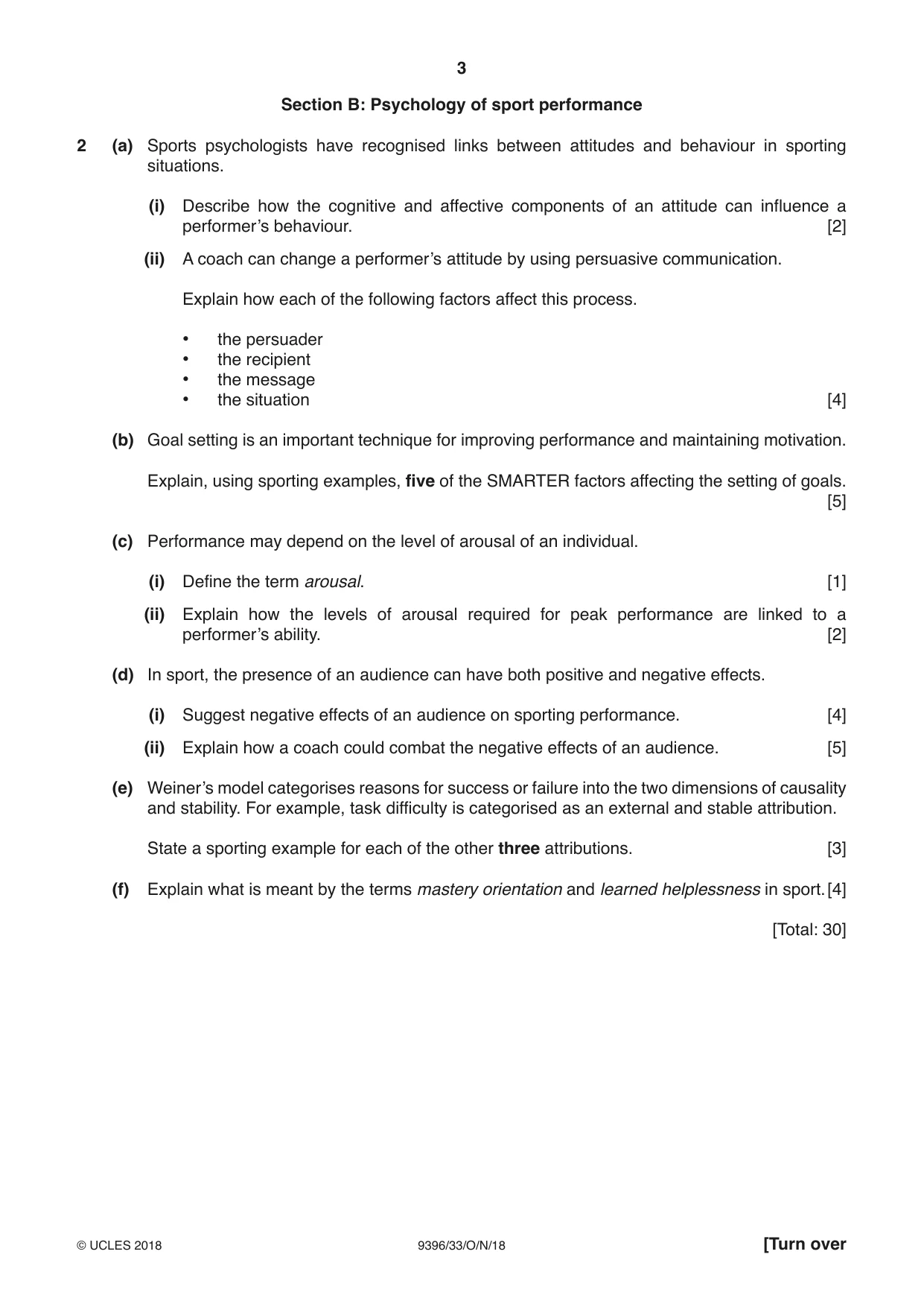 Cambridge A Level Physical Education 9396 2018 Oct/Nov Paper 3 · Variant 3 question paper, page 3 of 4