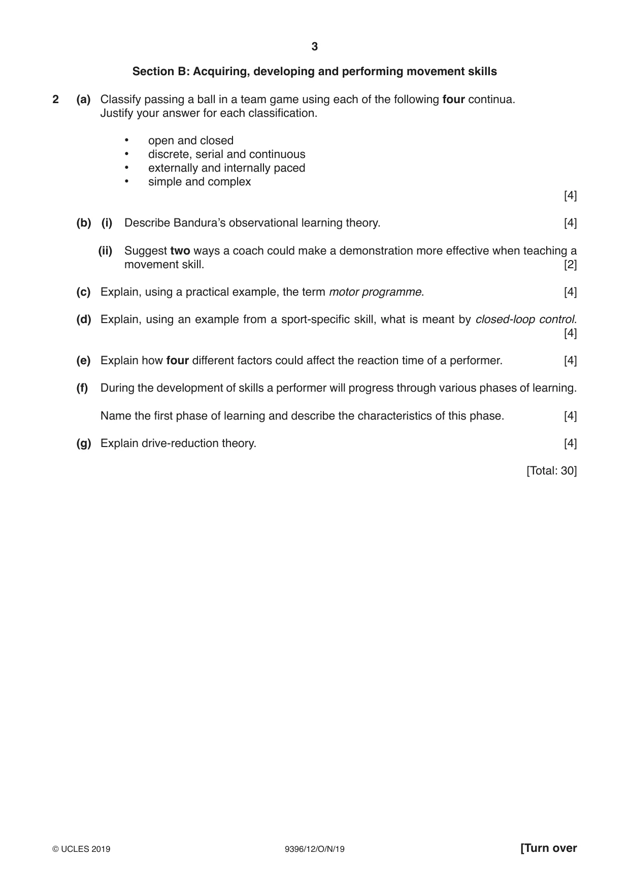 Cambridge A Level Physical Education 9396 2019 Oct/Nov Paper 1 · Variant 2 question paper, page 3 of 4