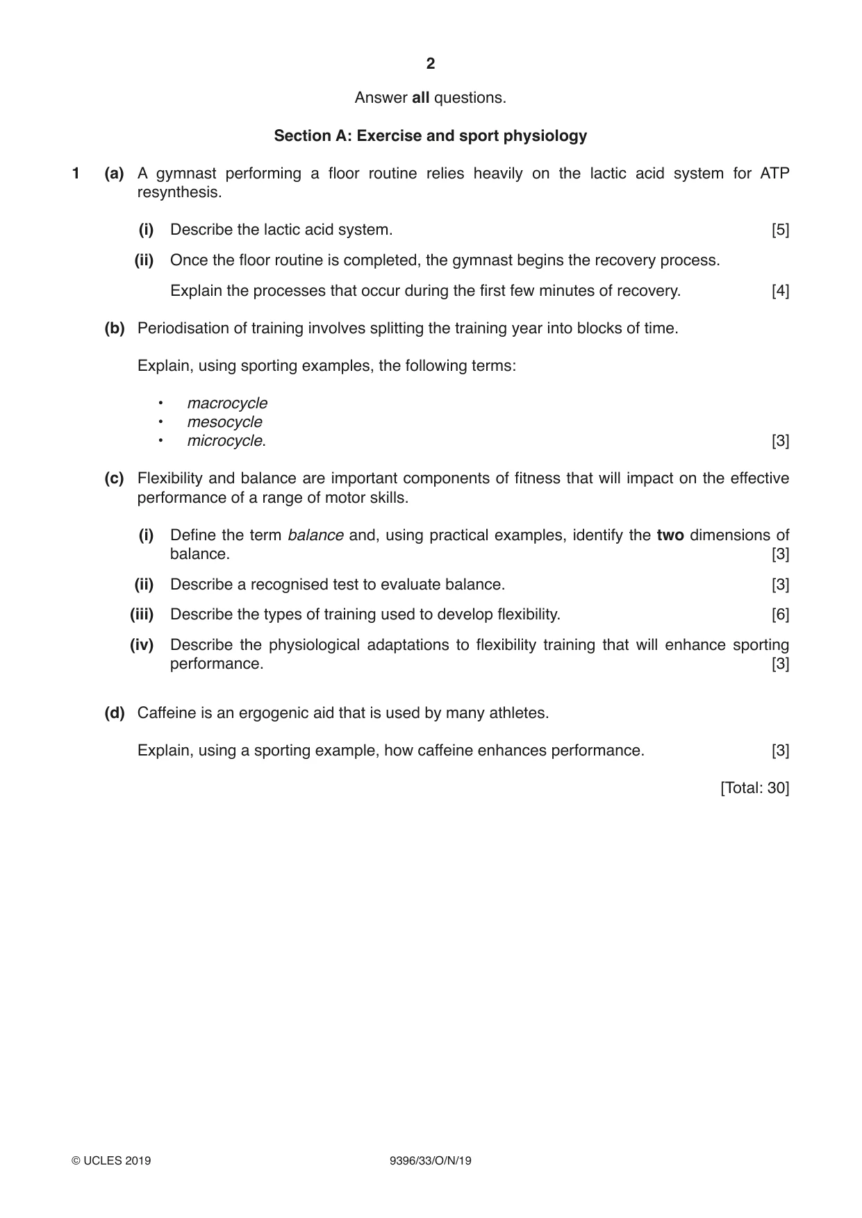 Cambridge A Level Physical Education 9396 2019 Oct/Nov Paper 3 · Variant 3 question paper, page 2 of 4