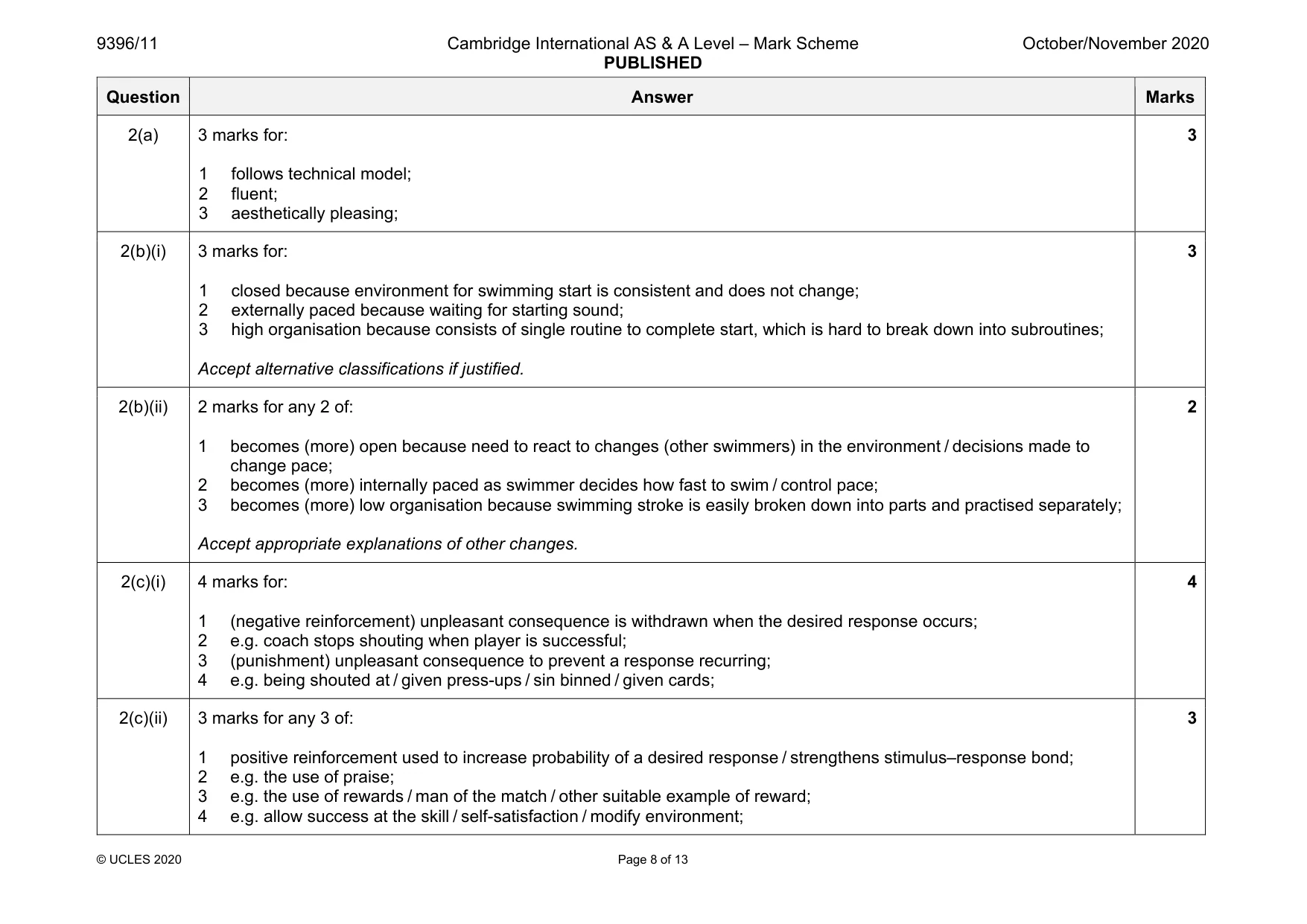 Mark scheme, page 8 of 13