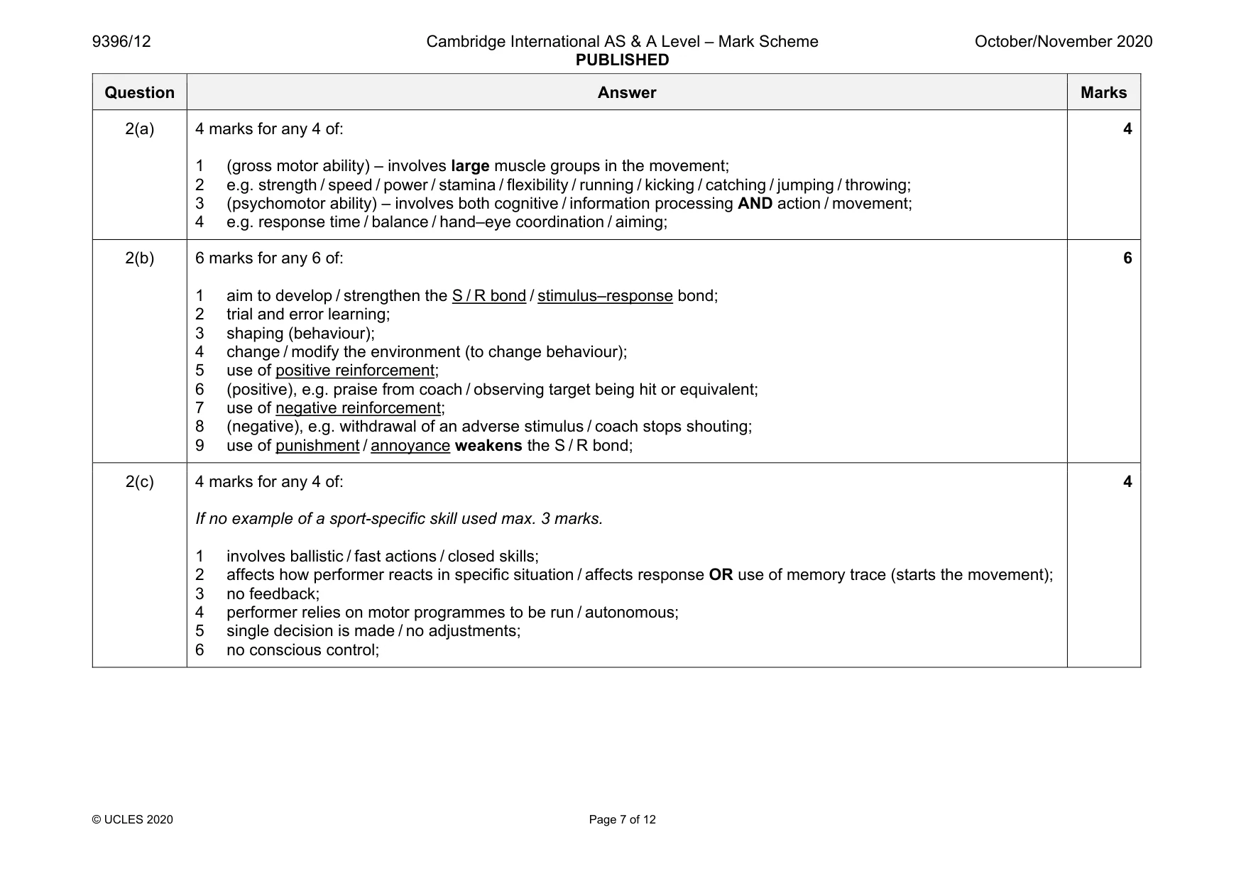 Mark scheme, page 7 of 12