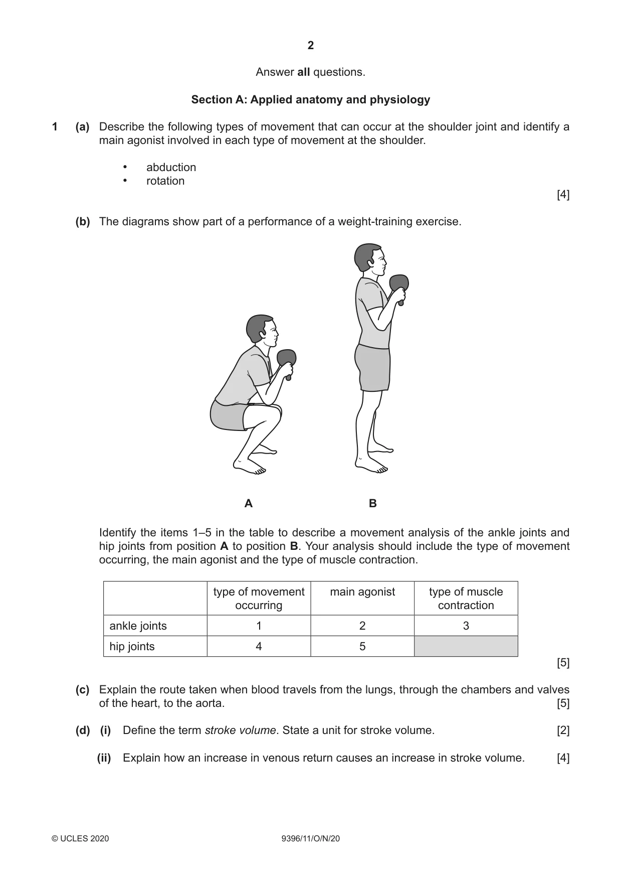 Cambridge A Level Physical Education 9396 2020 Oct/Nov Paper 1 · Variant 1 question paper, page 2 of 8