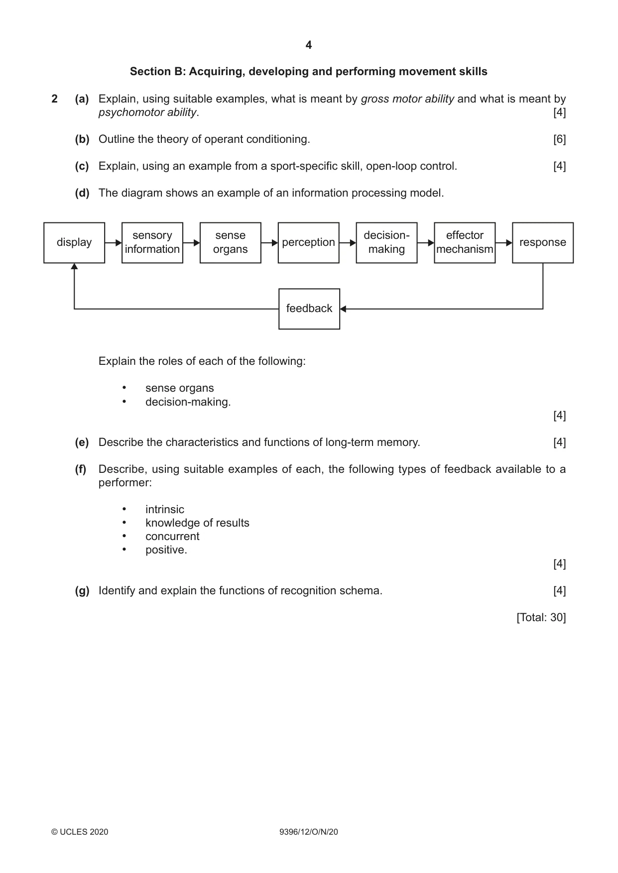 Cambridge A Level Physical Education 9396 2020 Oct/Nov Paper 1 · Variant 2 question paper, page 4 of 8