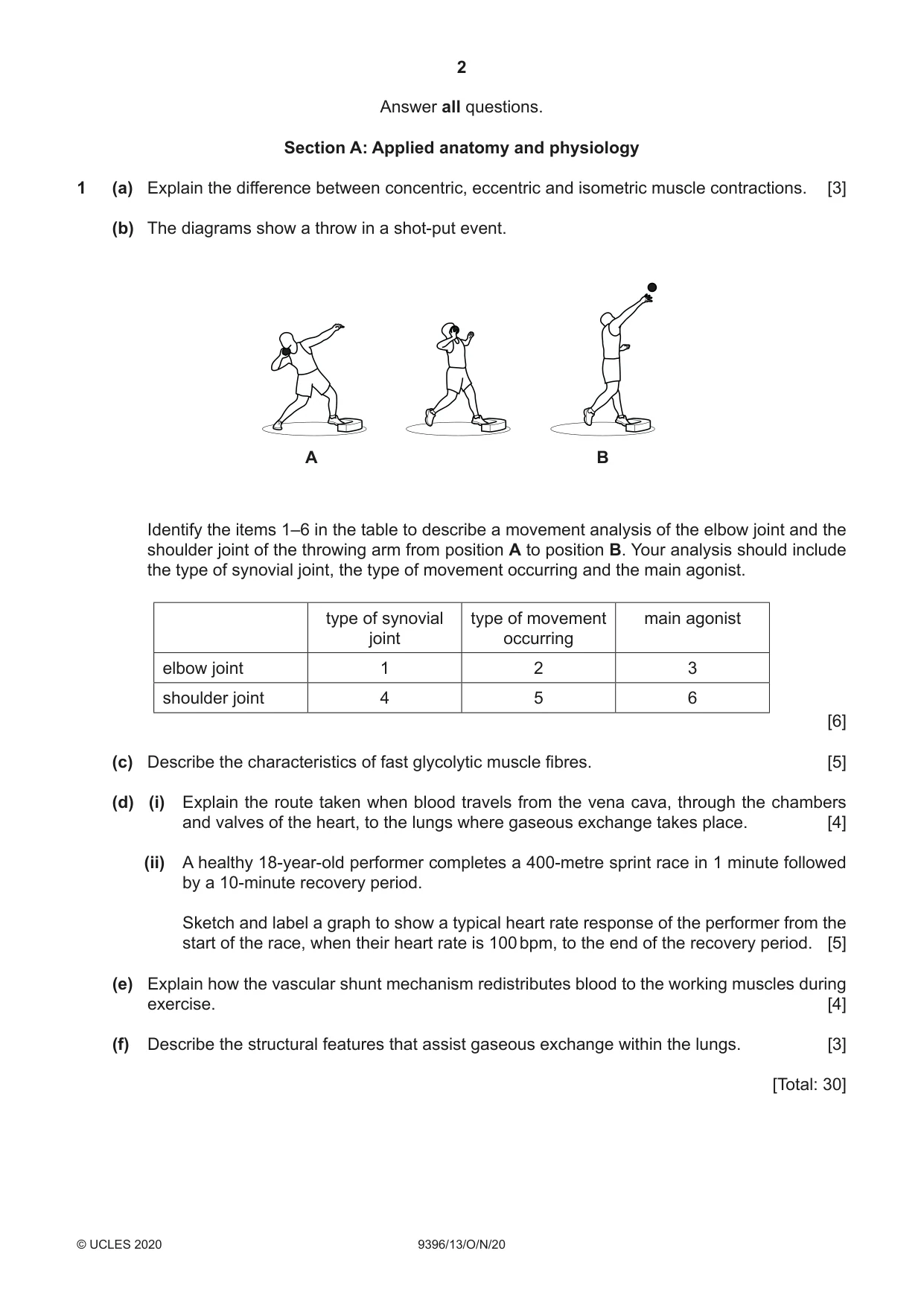 Cambridge A Level Physical Education 9396 2020 Oct/Nov Paper 1 · Variant 3 question paper, page 2 of 4