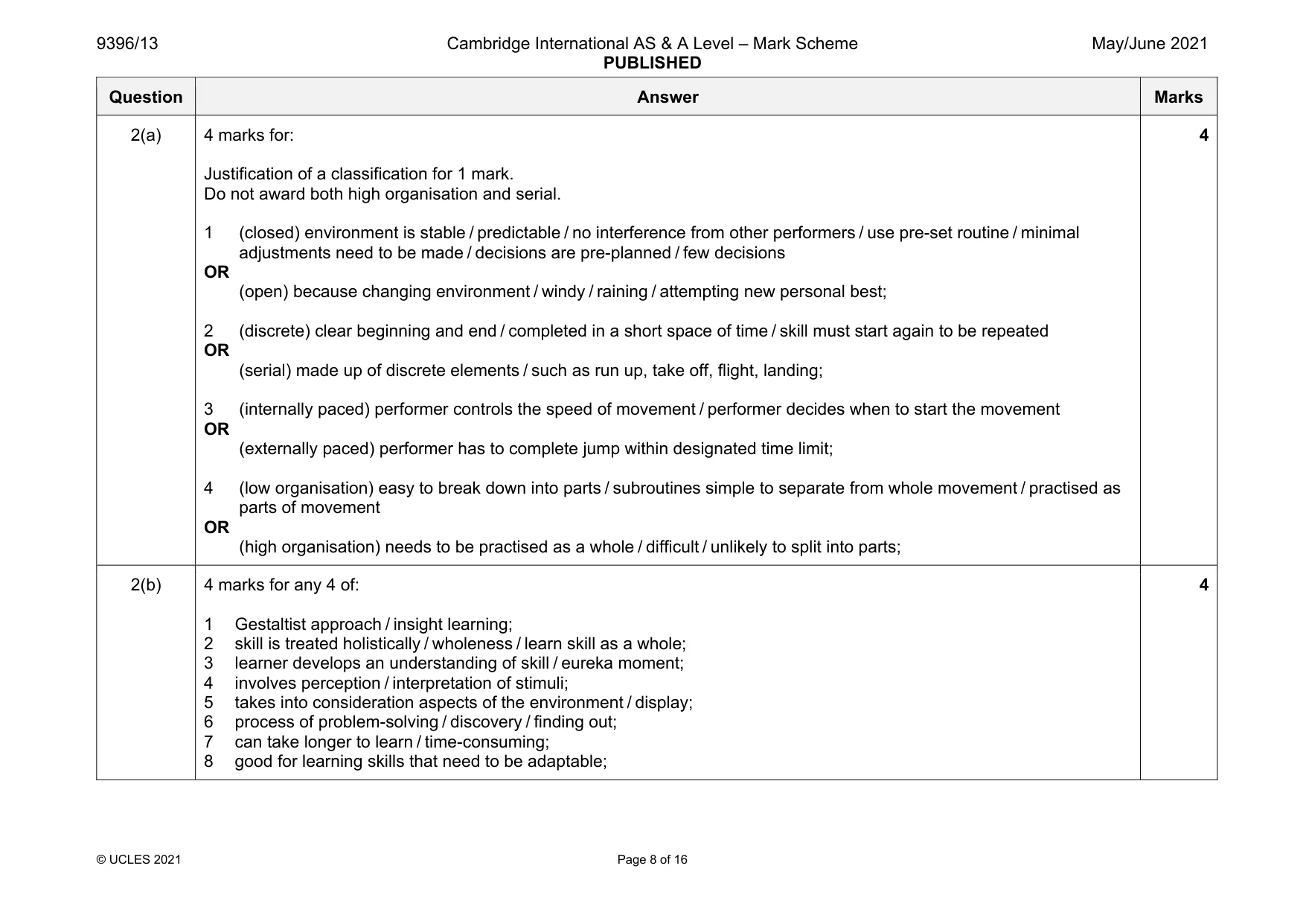 Mark scheme, page 8 of 16