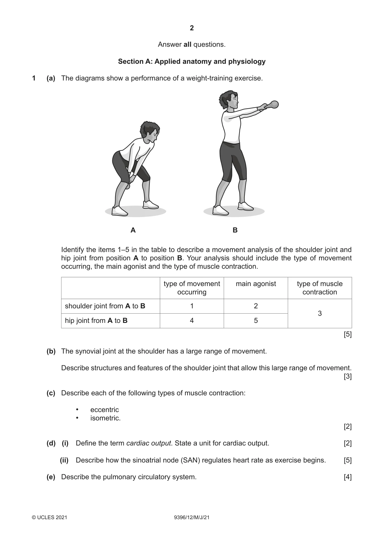 Cambridge A Level Physical Education 9396 2021 May/June Paper 1 · Variant 2 question paper, page 2 of 8