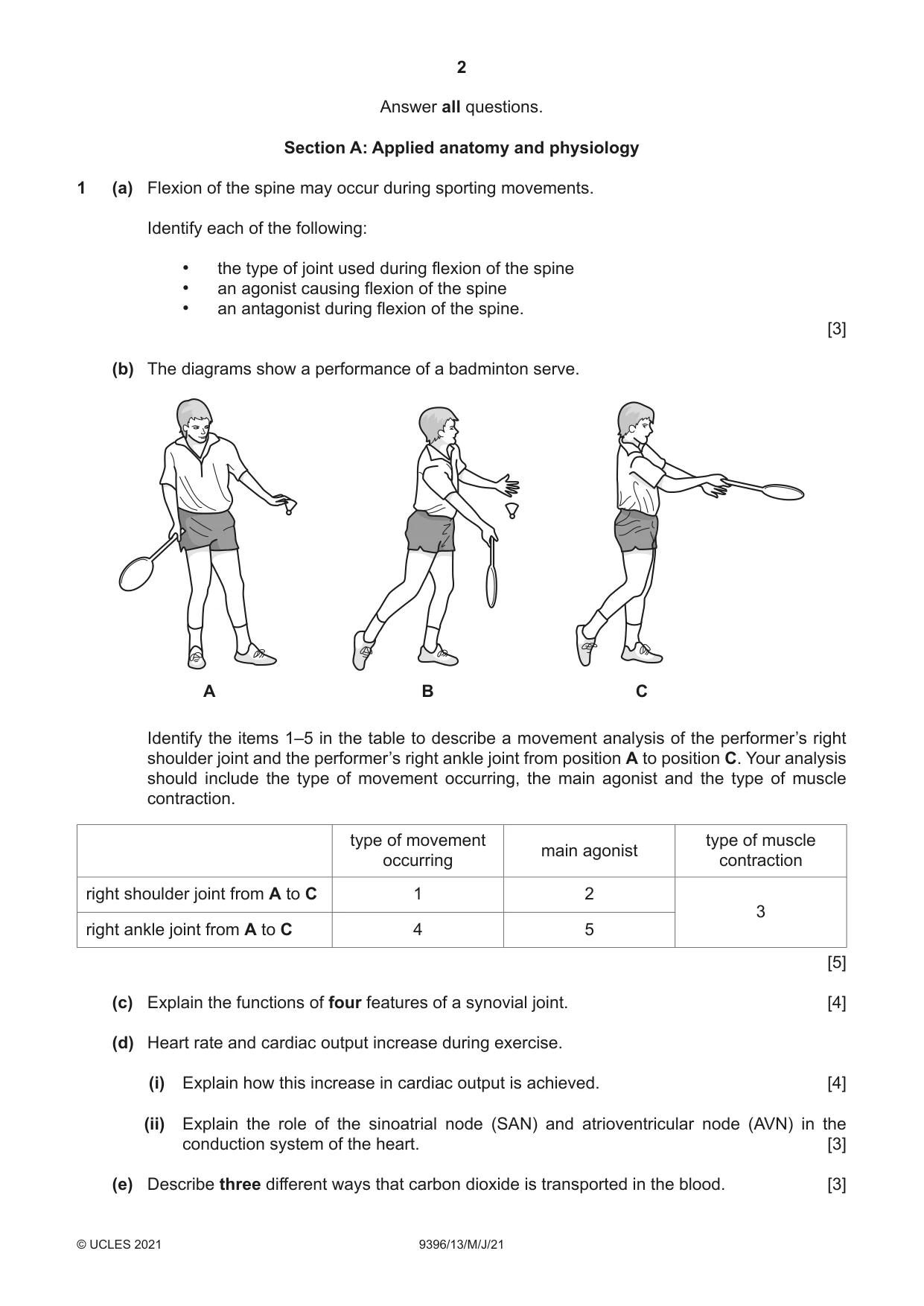 Cambridge A Level Physical Education 9396 2021 May/June Paper 1 · Variant 3 question paper, page 2 of 8