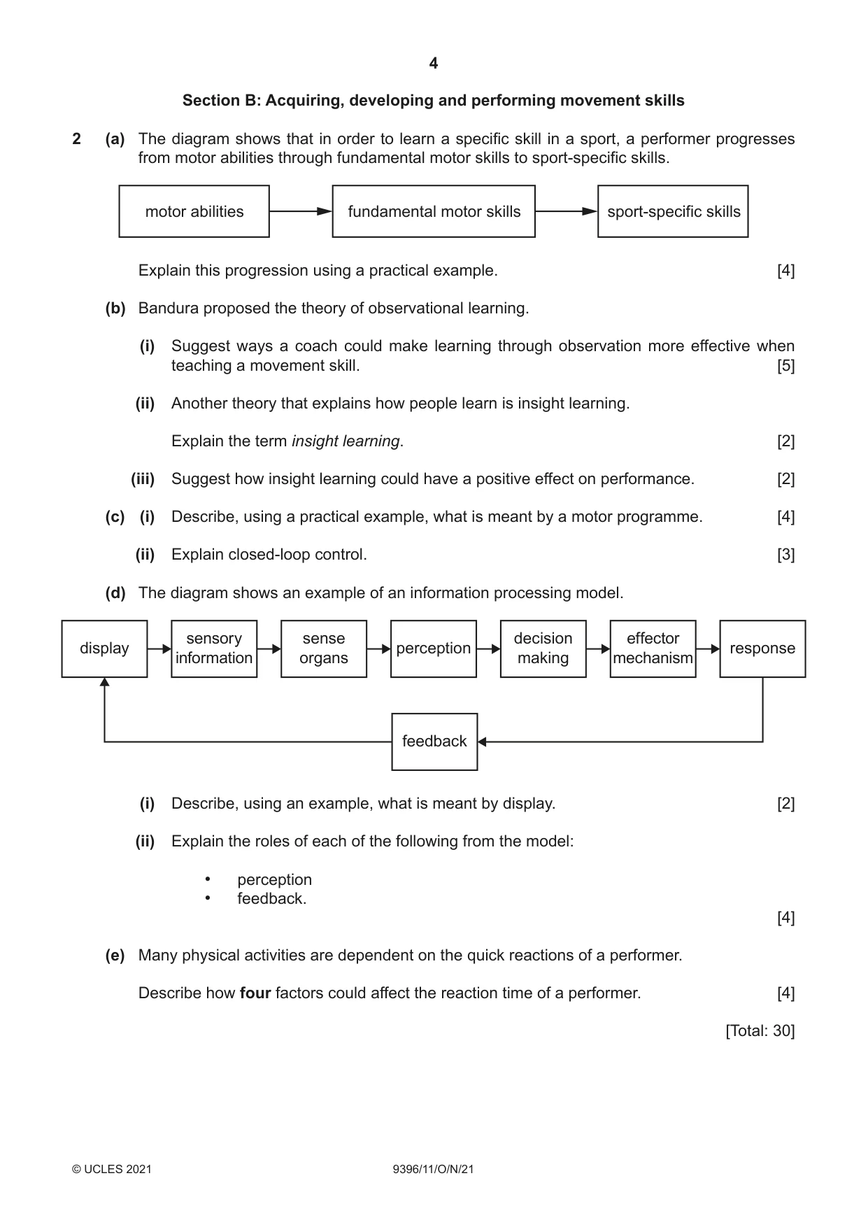Cambridge A Level Physical Education 9396 2021 Oct/Nov Paper 1 · Variant 1 question paper, page 4 of 8