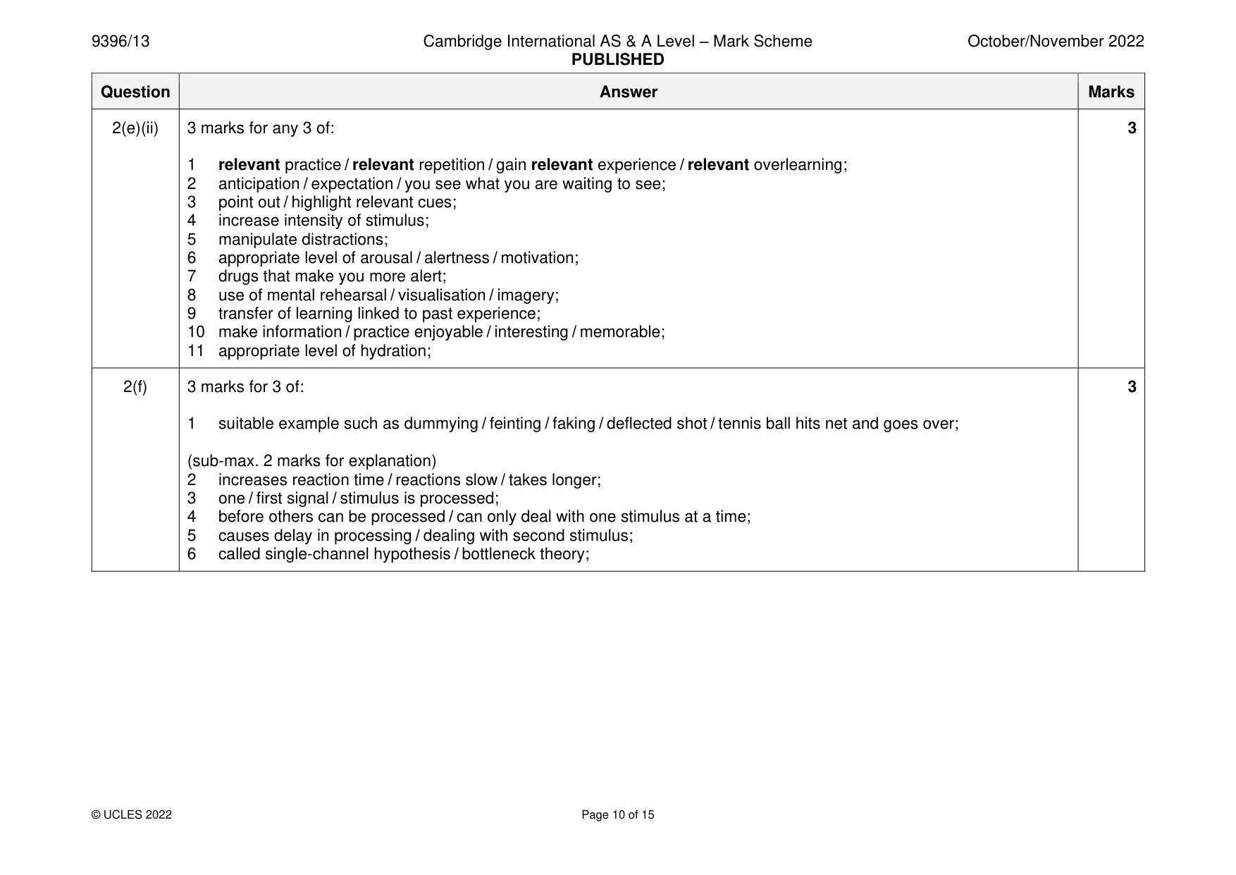 Mark scheme, page 10 of 15
