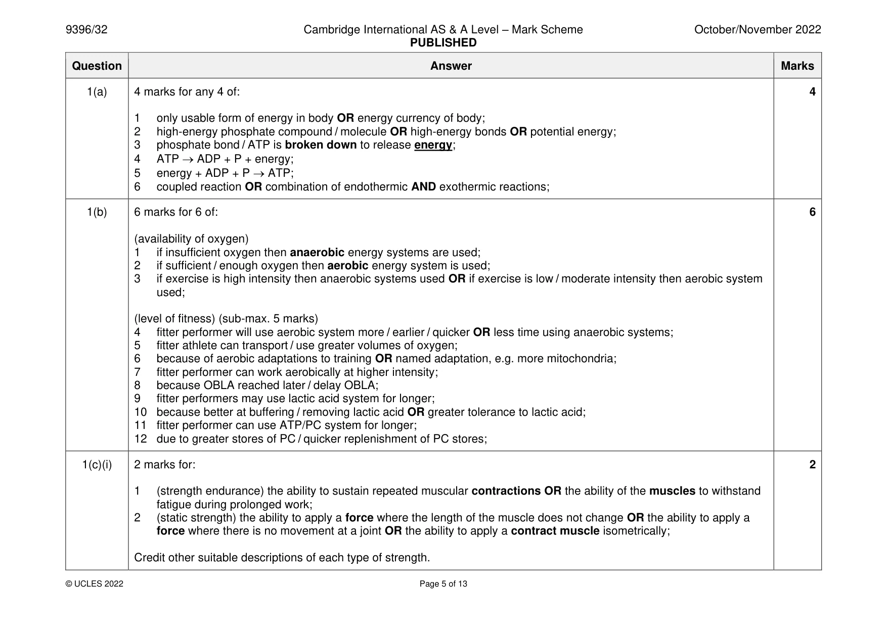 Mark scheme, page 5 of 13