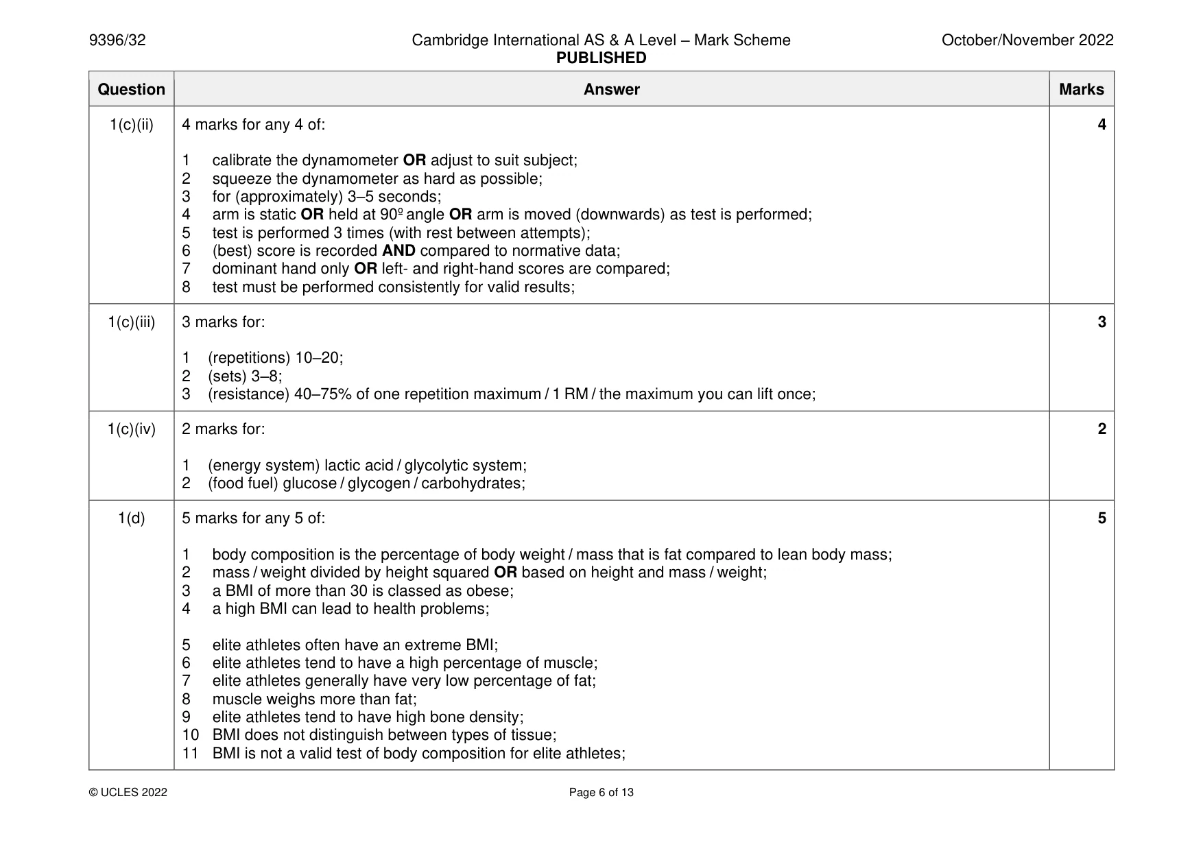 Mark scheme, page 6 of 13