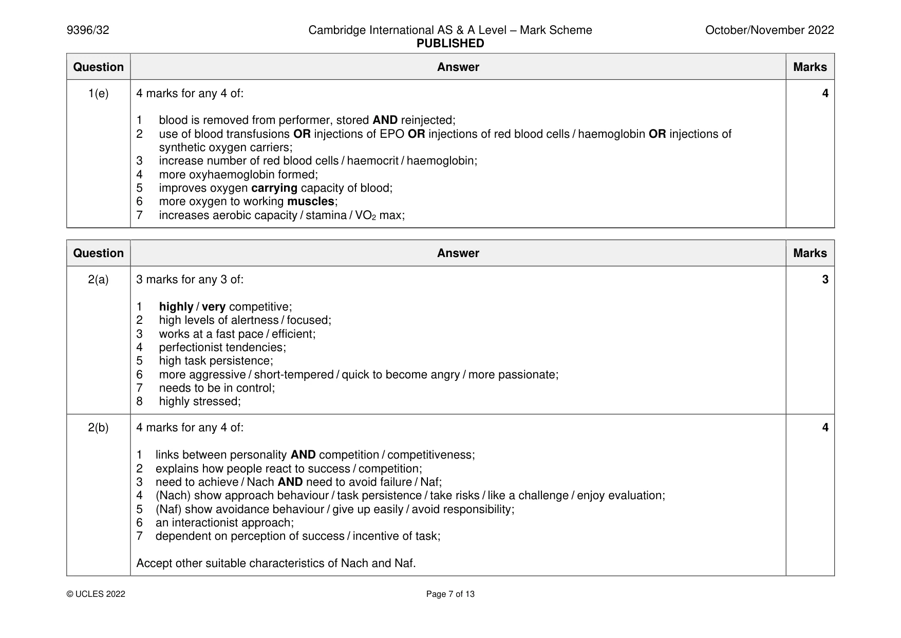 Mark scheme, page 7 of 13