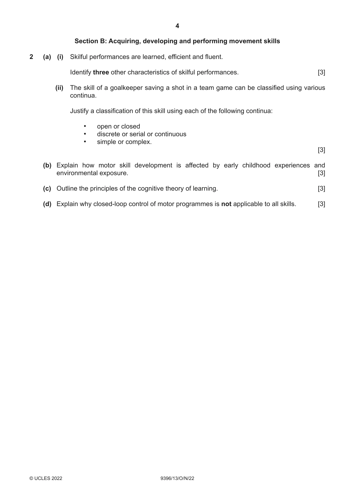 Cambridge A Level Physical Education 9396 2022 Oct/Nov Paper 1 · Variant 3 question paper, page 4 of 8