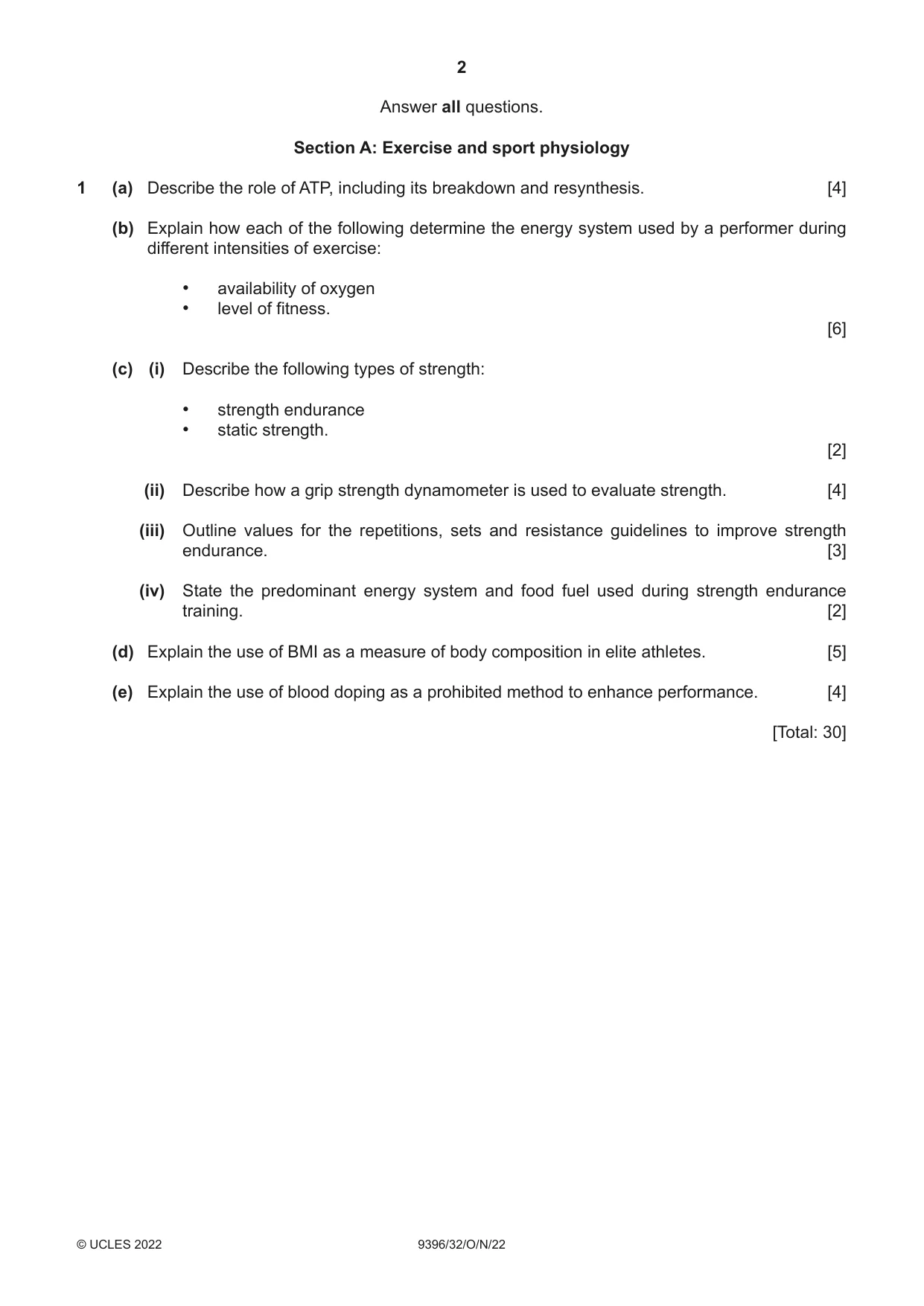 Cambridge A Level Physical Education 9396 2022 Oct/Nov Paper 3 · Variant 2 question paper, page 2 of 4