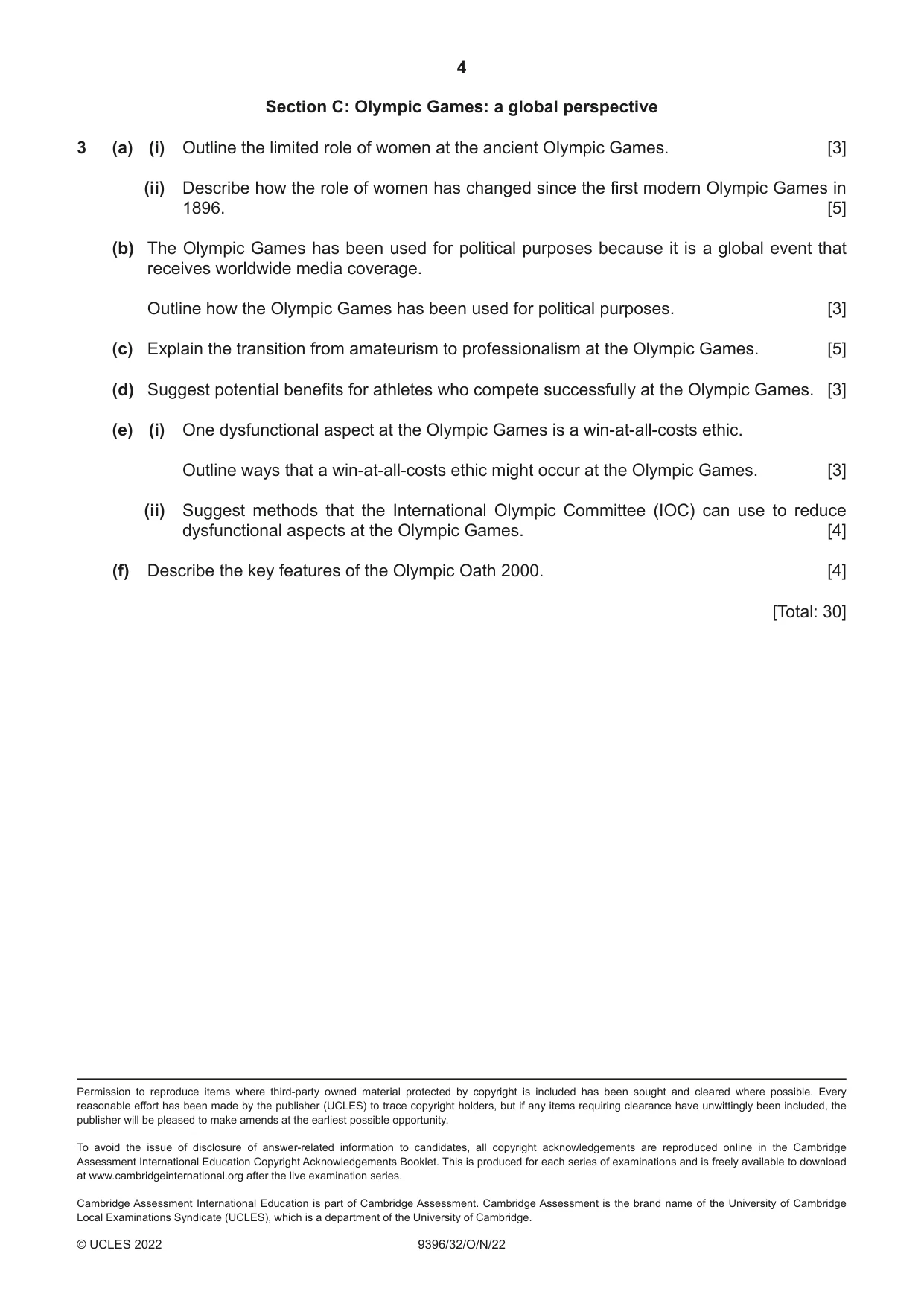 Cambridge A Level Physical Education 9396 2022 Oct/Nov Paper 3 · Variant 2 question paper, page 4 of 4