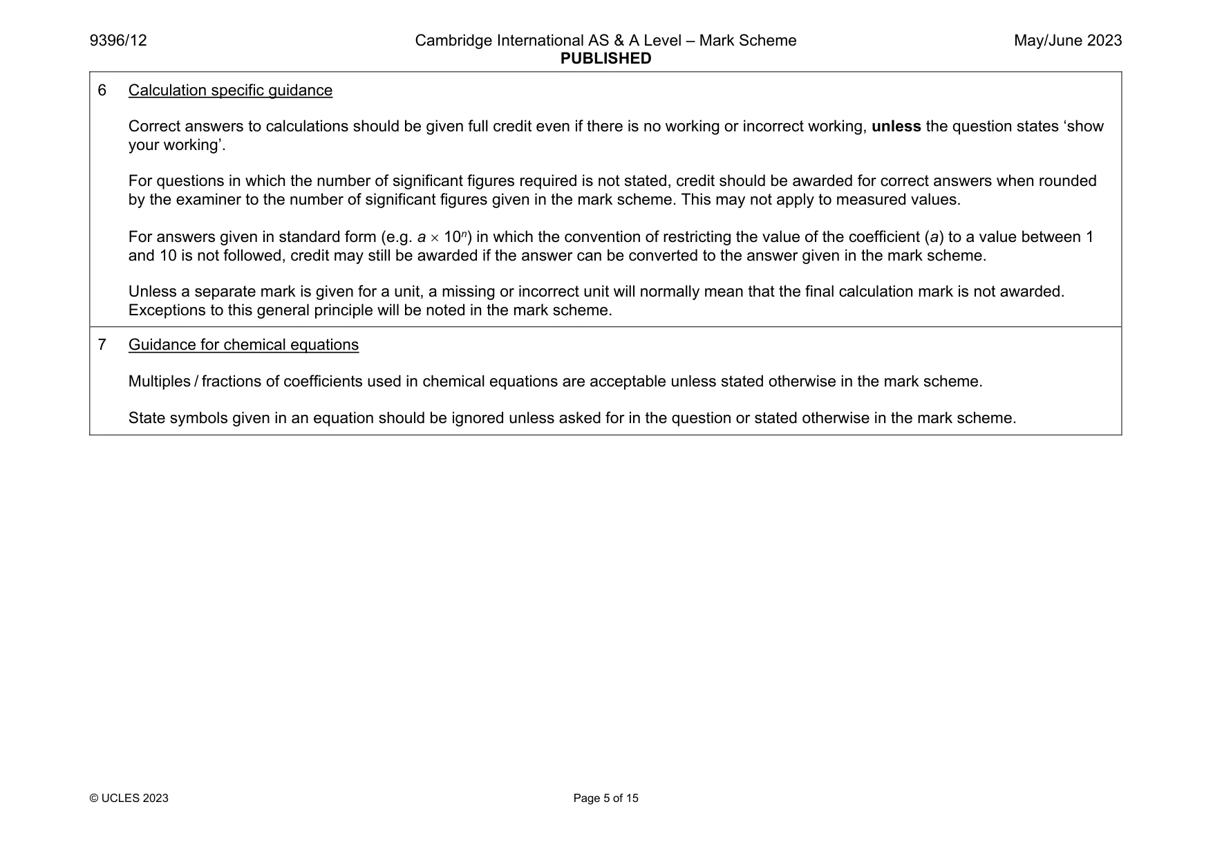 Mark scheme, page 5 of 15