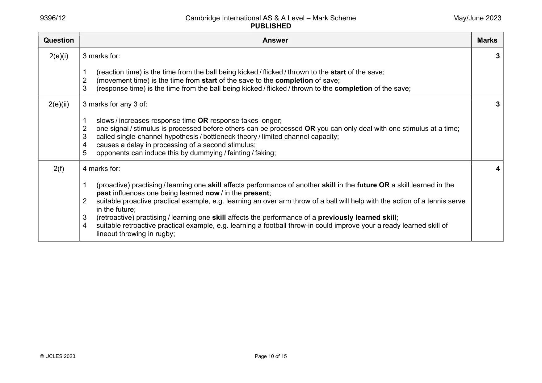 Mark scheme, page 10 of 15