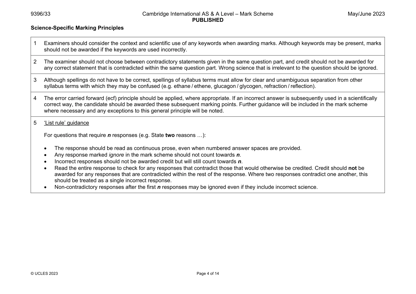 Mark scheme, page 4 of 14
