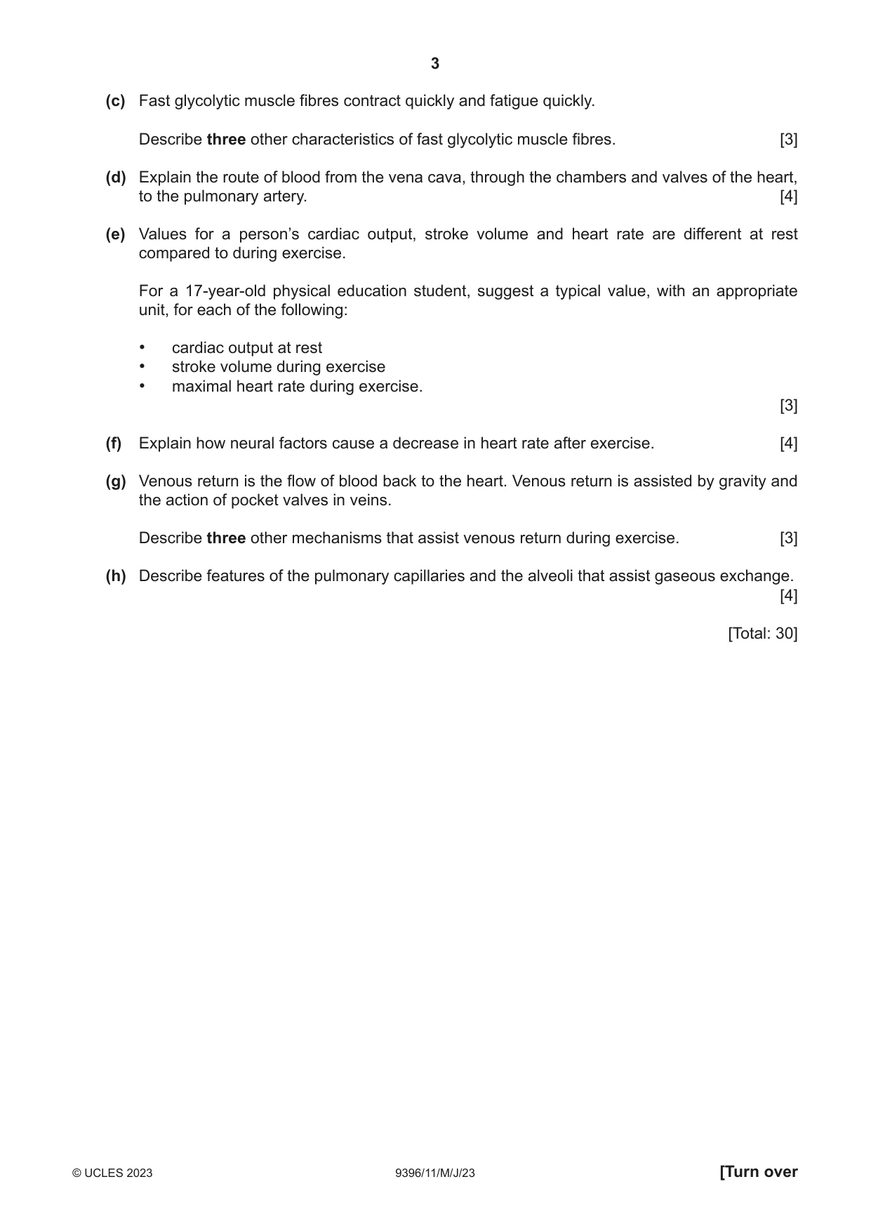 Cambridge A Level Physical Education 9396 2023 May/June Paper 1 · Variant 1 question paper, page 3 of 8