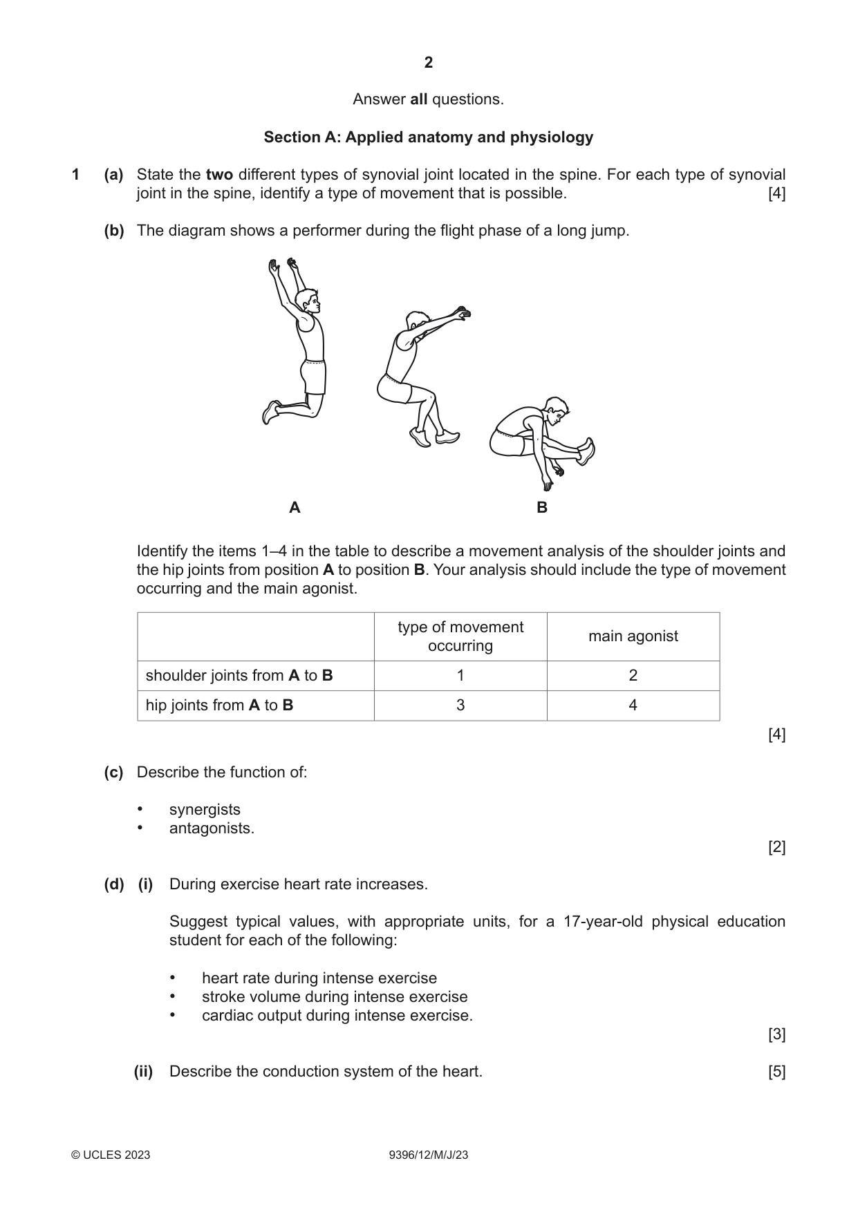 Cambridge A Level Physical Education 9396 2023 May/June Paper 1 · Variant 2 question paper, page 2 of 8