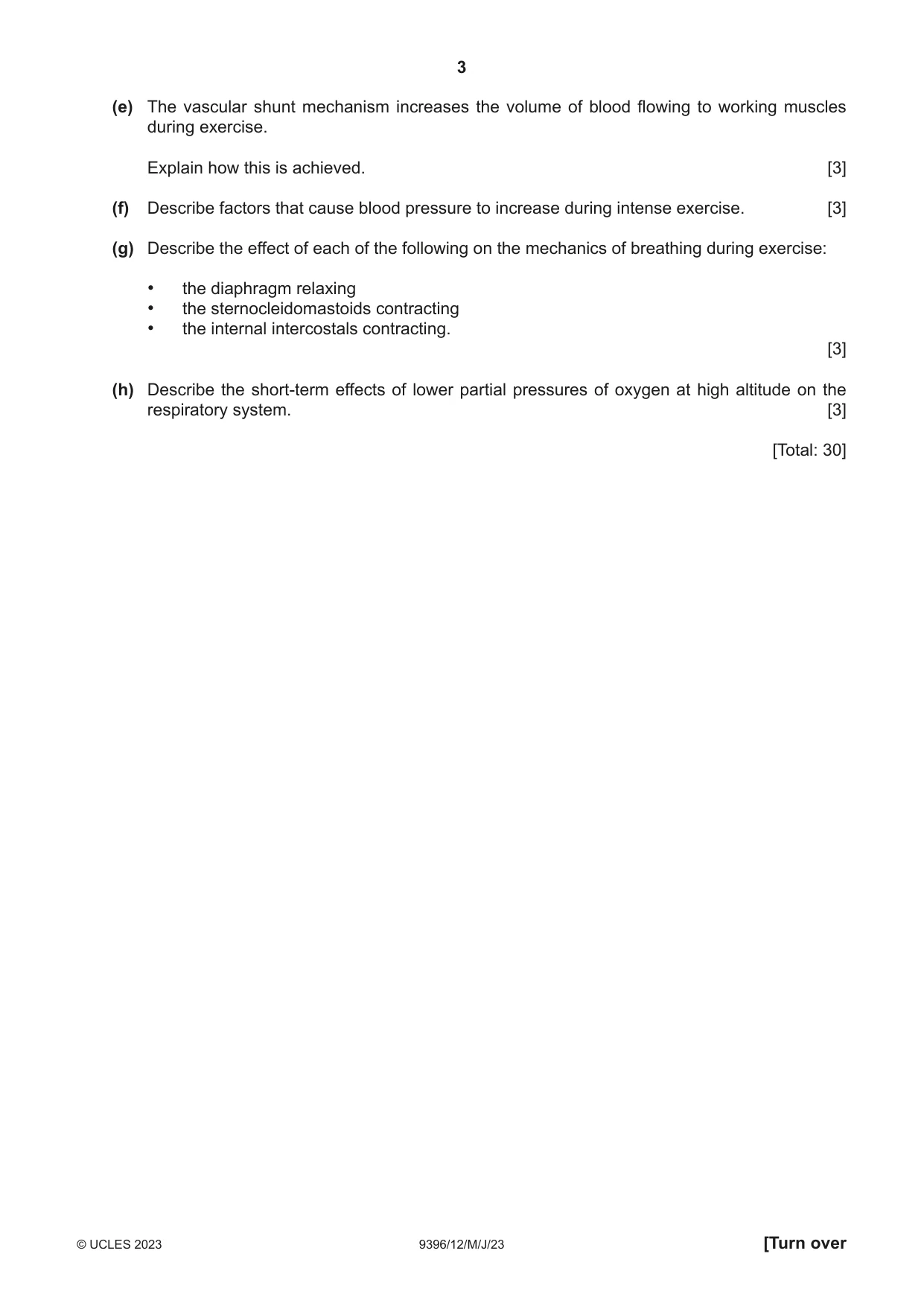 Cambridge A Level Physical Education 9396 2023 May/June Paper 1 · Variant 2 question paper, page 3 of 8