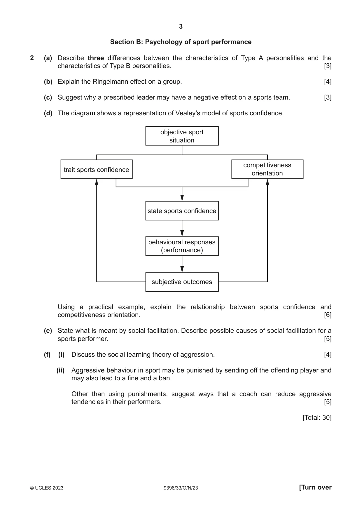 Cambridge A Level Physical Education 9396 2023 Oct/Nov Paper 3 · Variant 3 question paper, page 3 of 4
