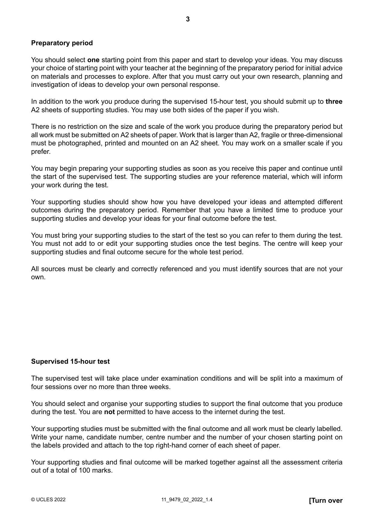 Cambridge A Level Art and Design 9479 2022 Oct/Nov Paper 2 · Variant 0 question paper, page 3 of 4