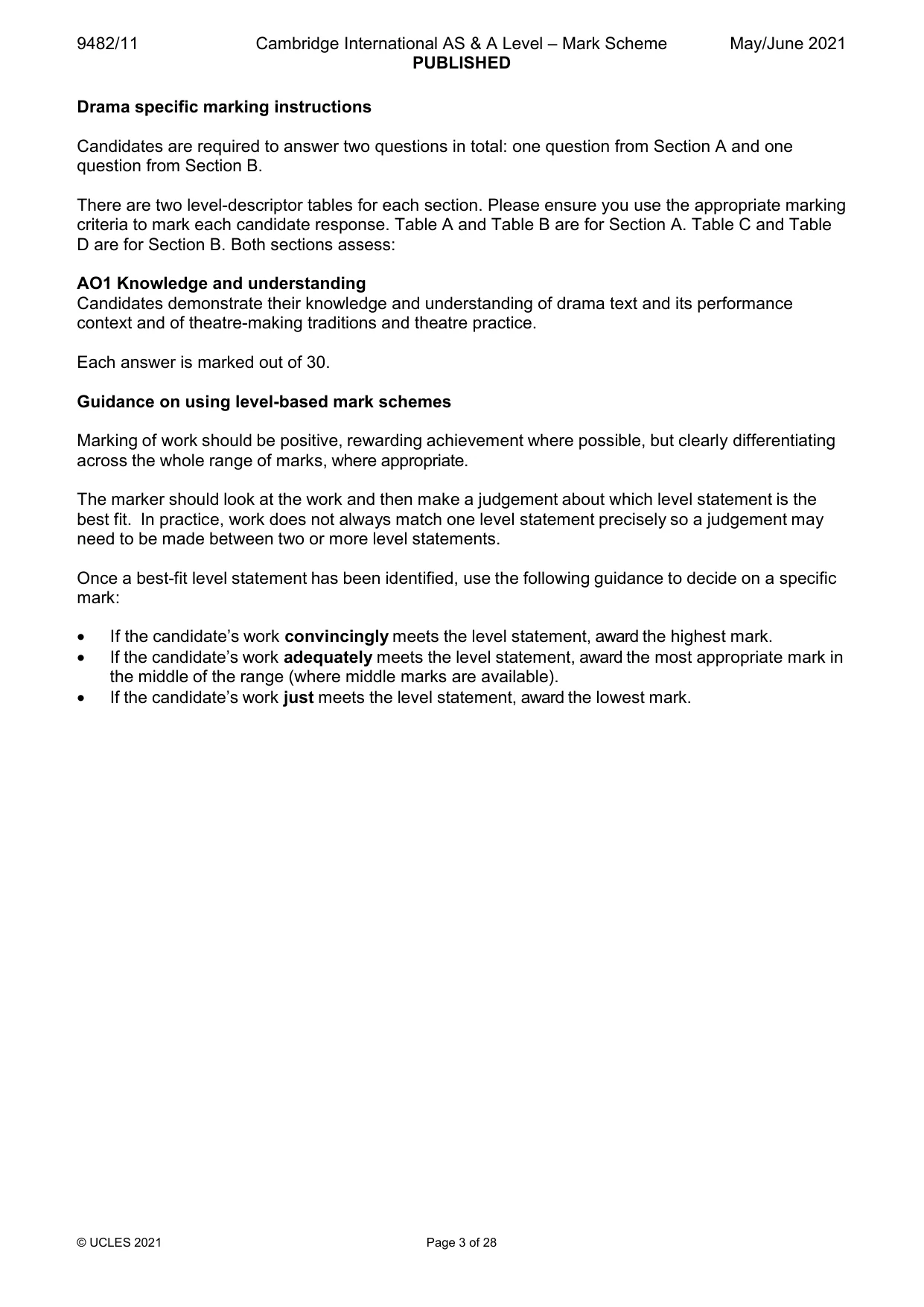 Mark scheme, page 3 of 28