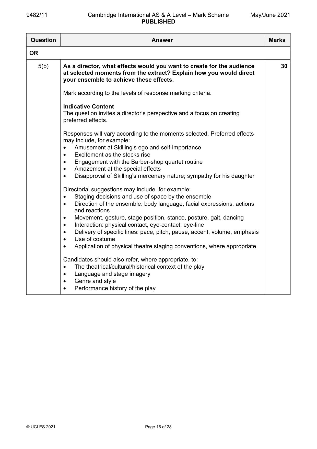 Mark scheme, page 16 of 28