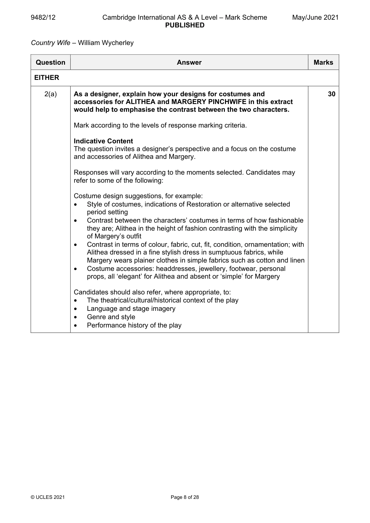 Mark scheme, page 8 of 28