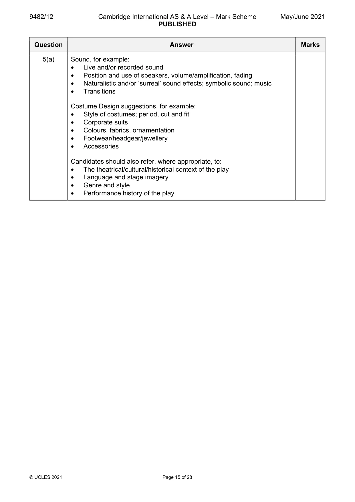 Mark scheme, page 15 of 28