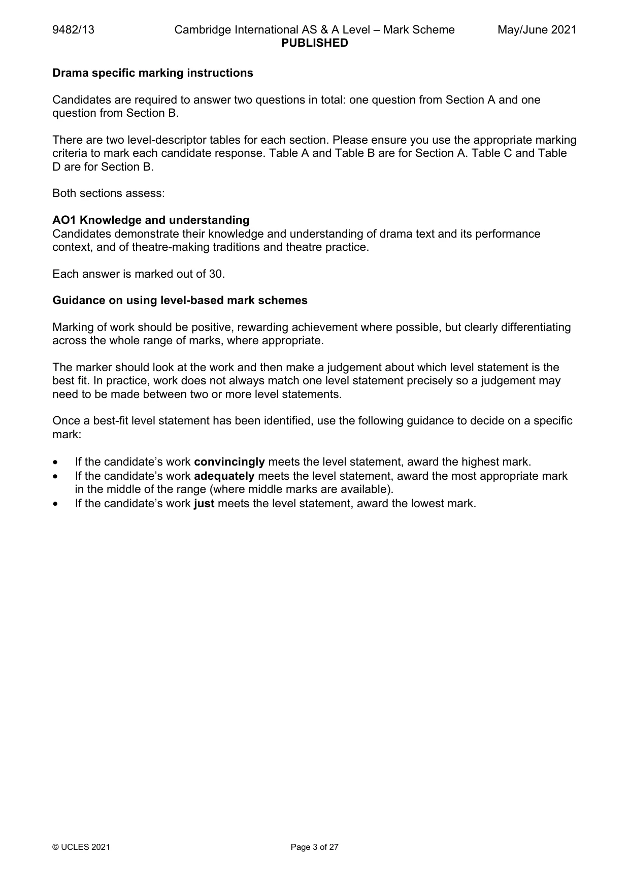 Mark scheme, page 3 of 27