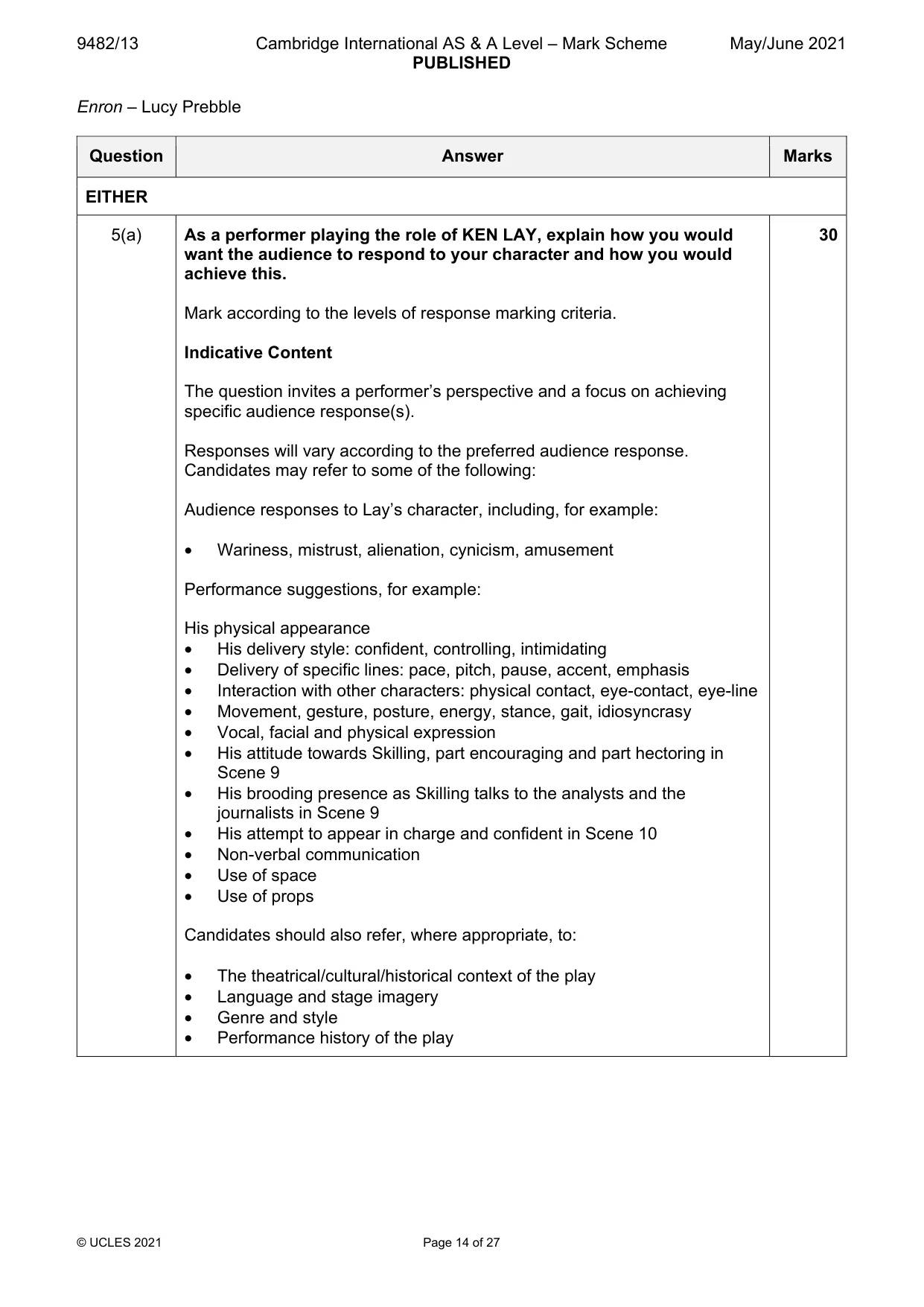 Mark scheme, page 14 of 27