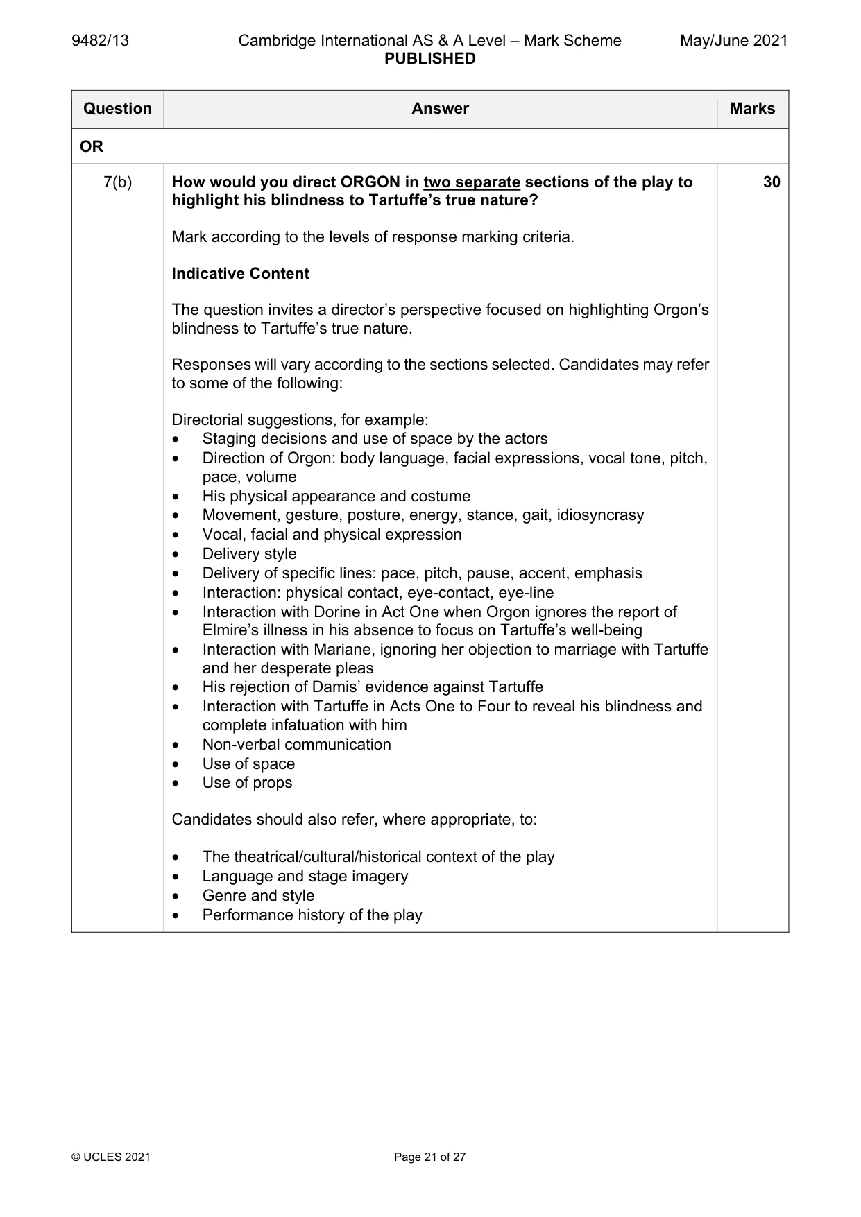 Mark scheme, page 21 of 27