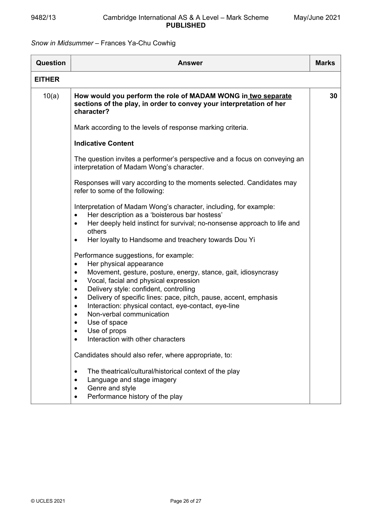 Mark scheme, page 26 of 27