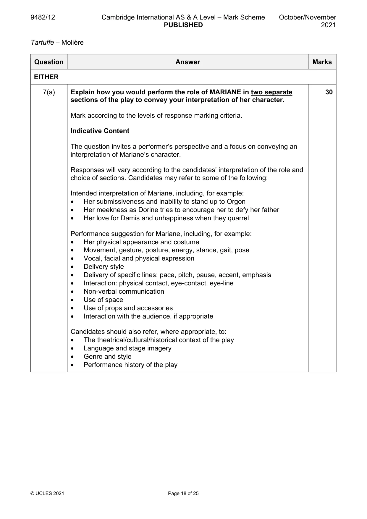 Mark scheme, page 18 of 25