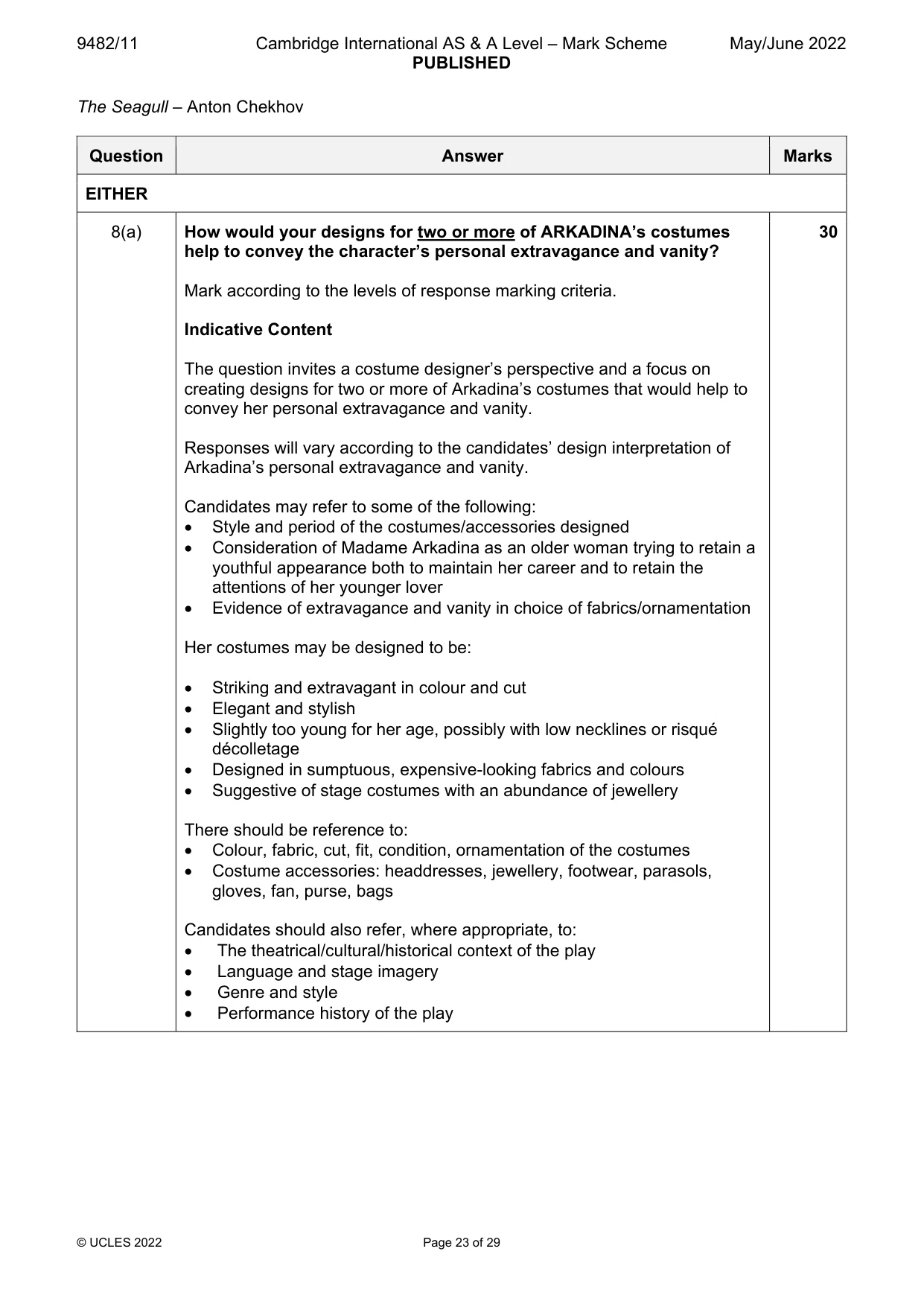 Mark scheme, page 23 of 29