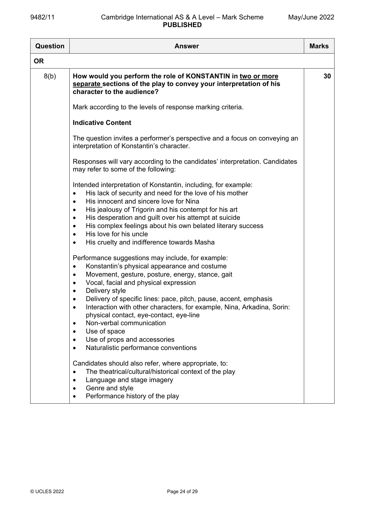 Mark scheme, page 24 of 29
