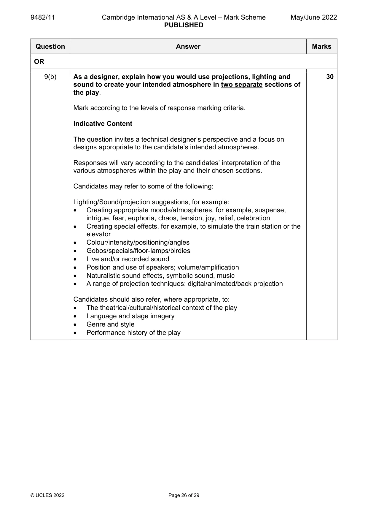 Mark scheme, page 26 of 29