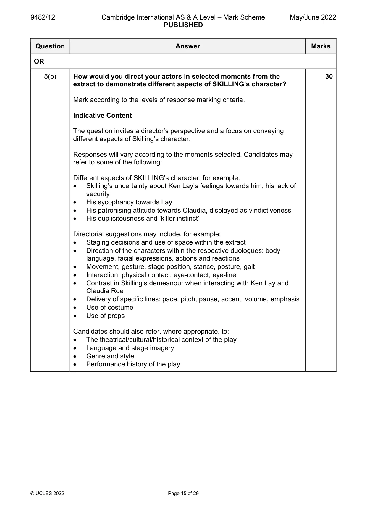 Mark scheme, page 15 of 29