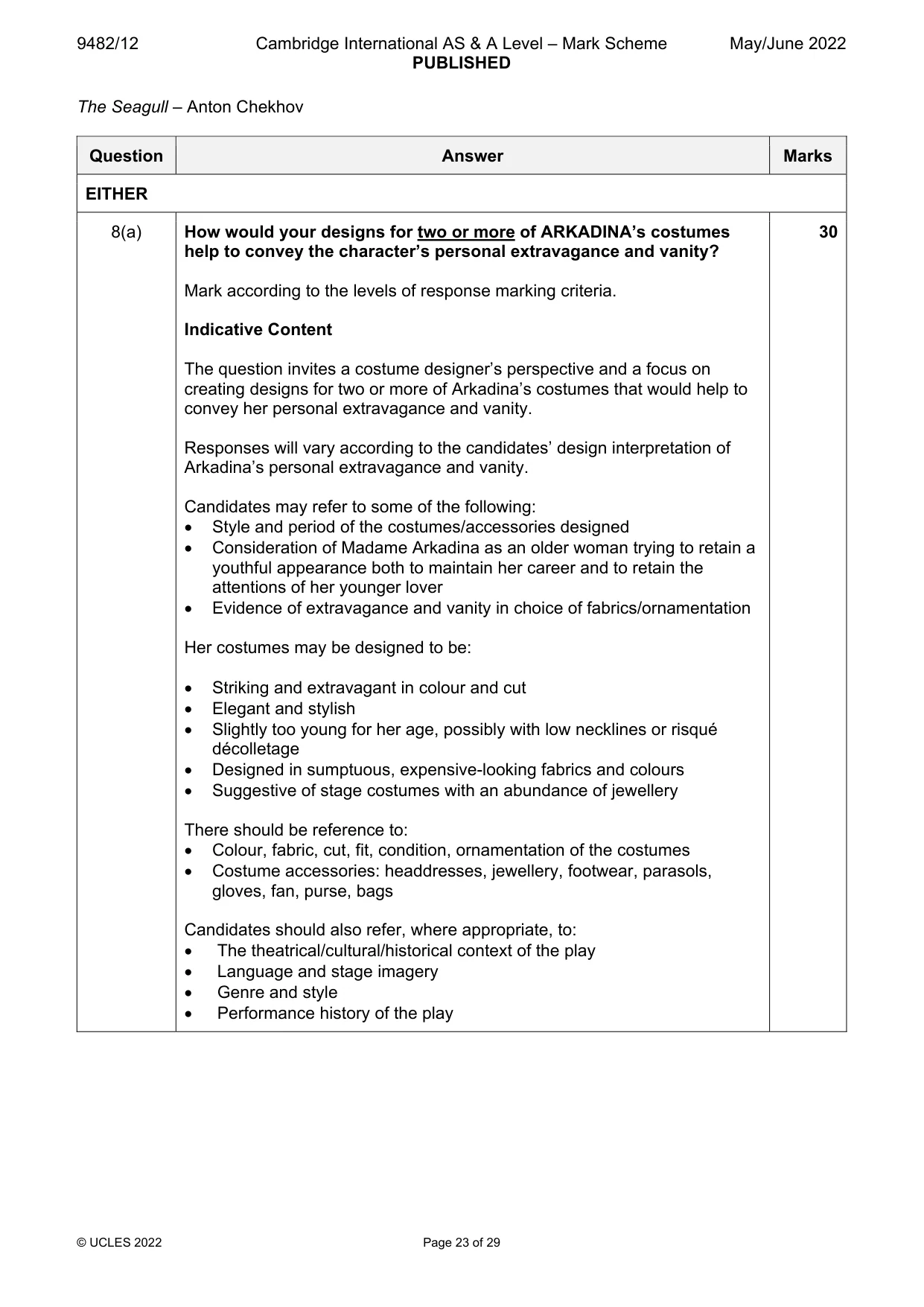 Mark scheme, page 23 of 29